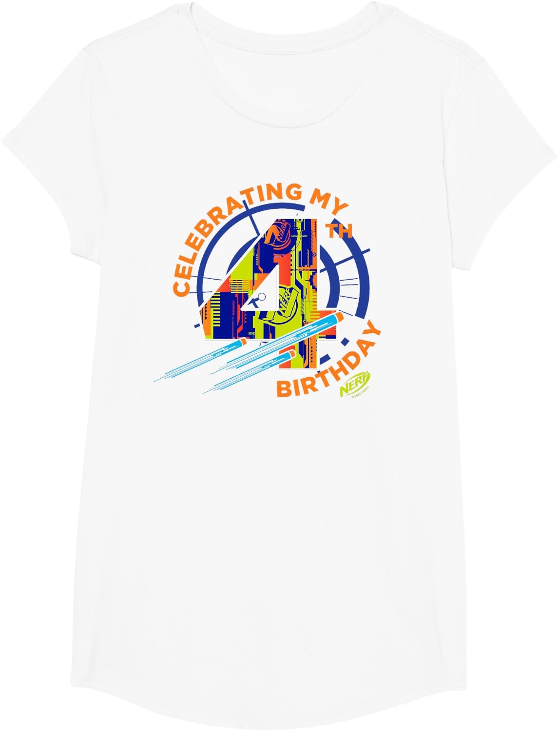 image:imageNerf Birthday Celebrating My 4th Graphic Color Filled Logo TShirtWhite