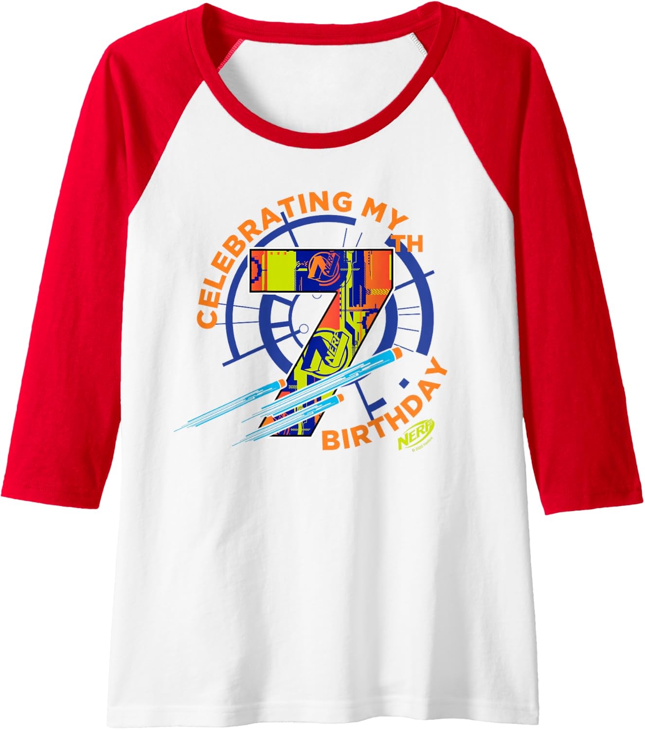 image:imageNerf Celebrating My 7th Birthday Raglan Baseball TeeRedWhite