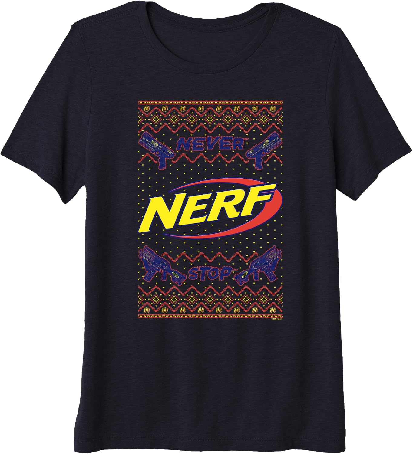 image:imageNerf Christmas Never Stop Ugly Sweater Premium Triblend TShirtNavy Blue