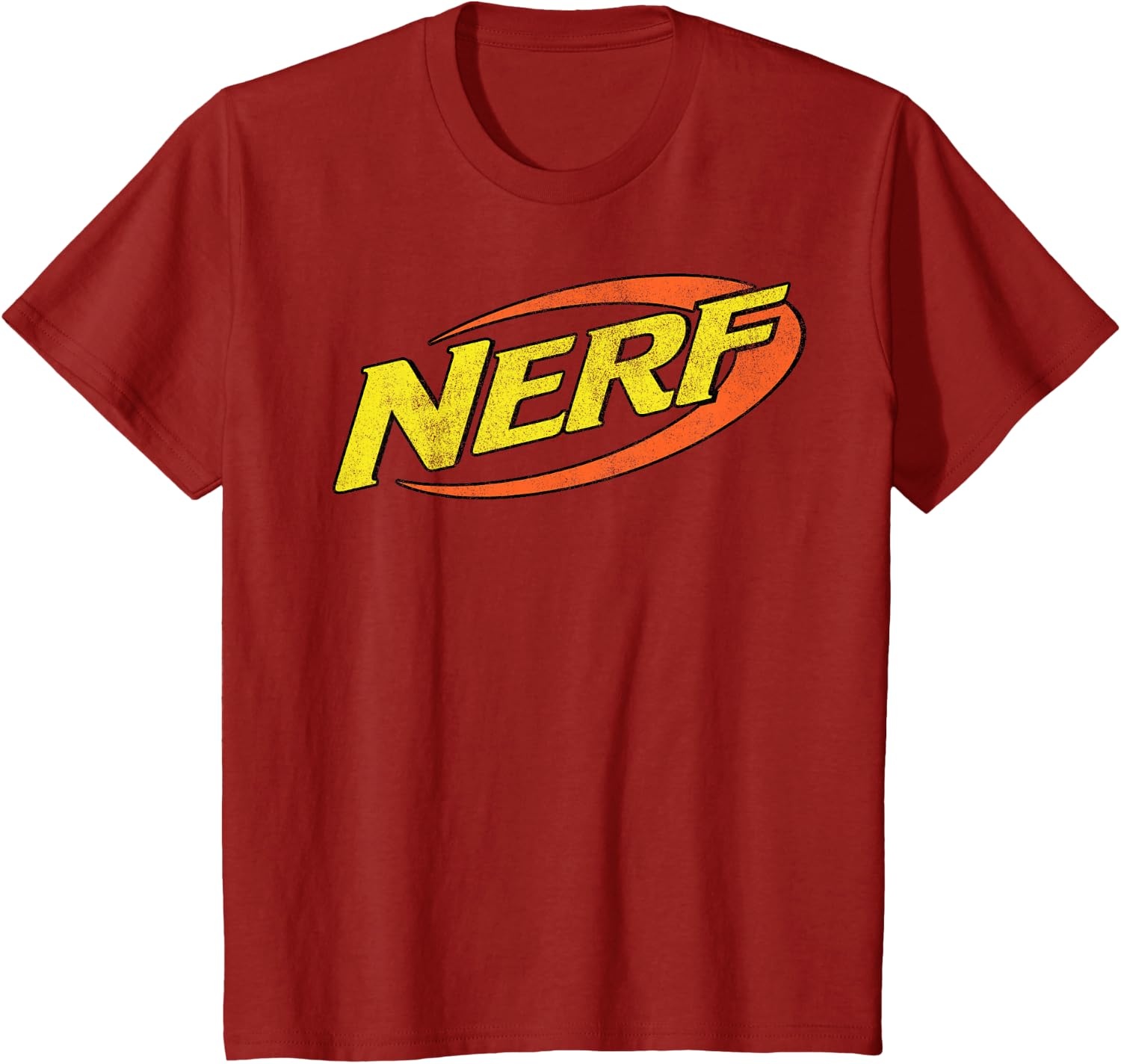 image:imageNerf Classic Distressed Retro Color Logo TShirt SmallCranberry Red