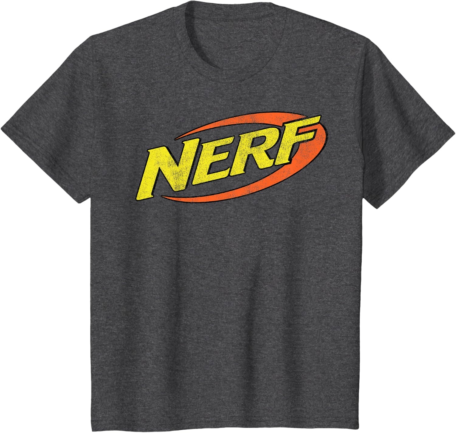 image:imageNerf Classic Distressed Retro Color Logo TShirt SmallDark Heather Grey