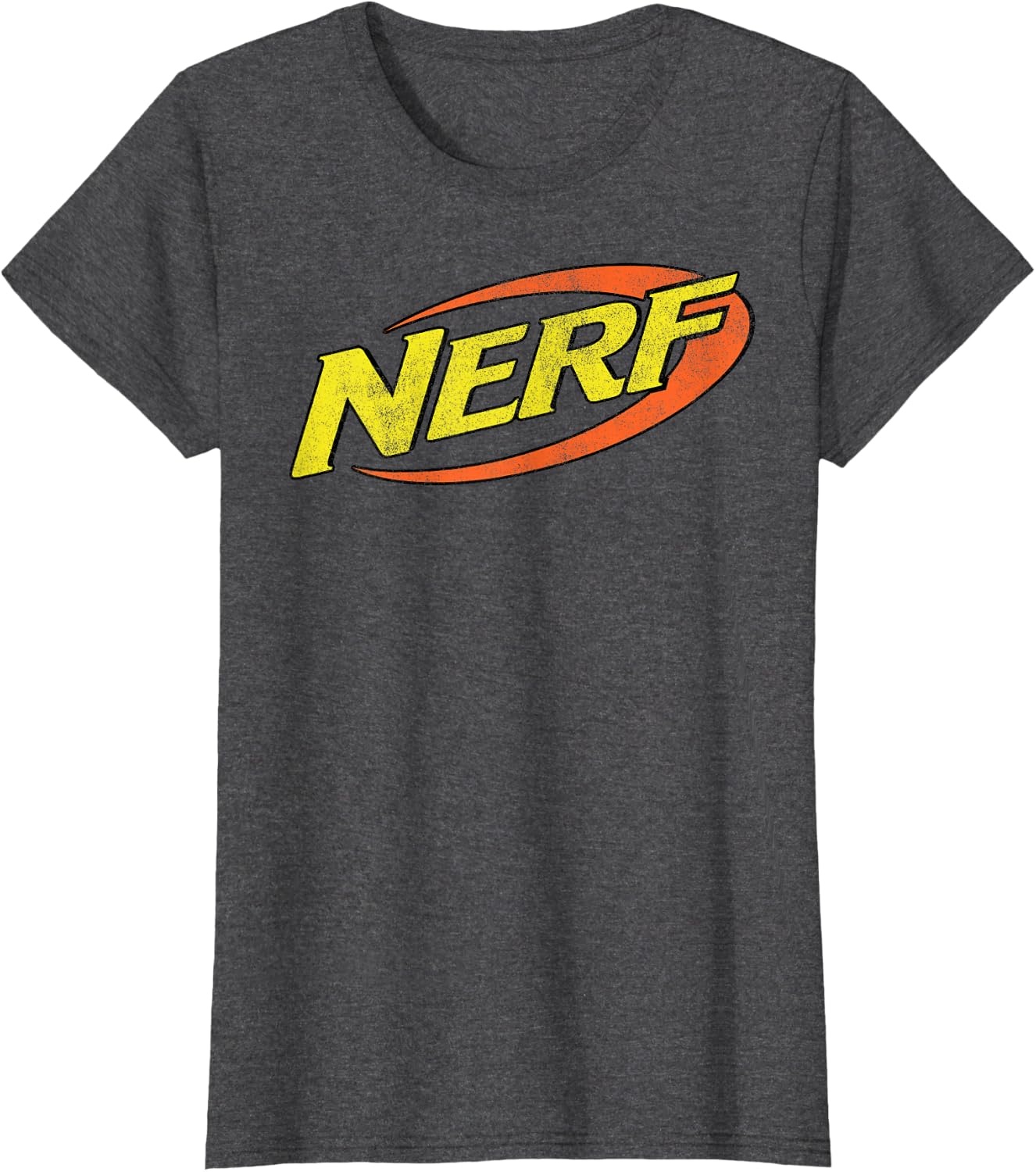 image:imageNerf Classic Distressed Retro Color Logo TShirt SmallDark Heather Grey