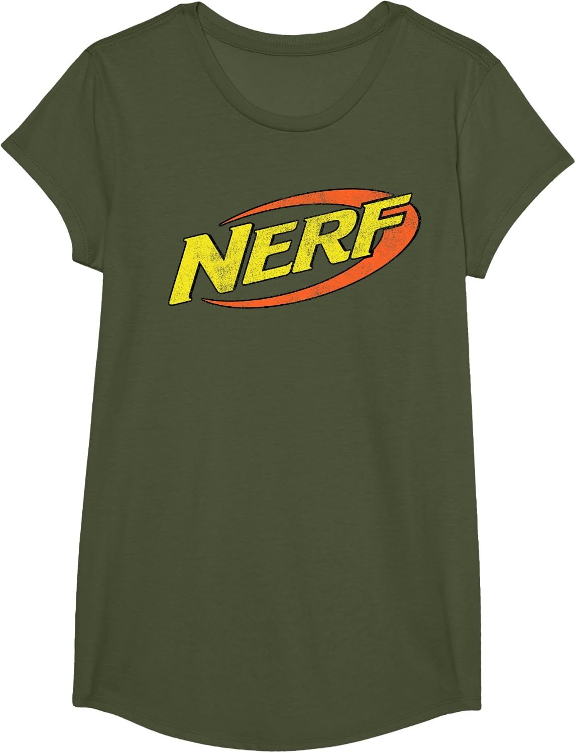 image:imageNerf Classic Distressed Retro Color Logo TShirt SmallOlive Green