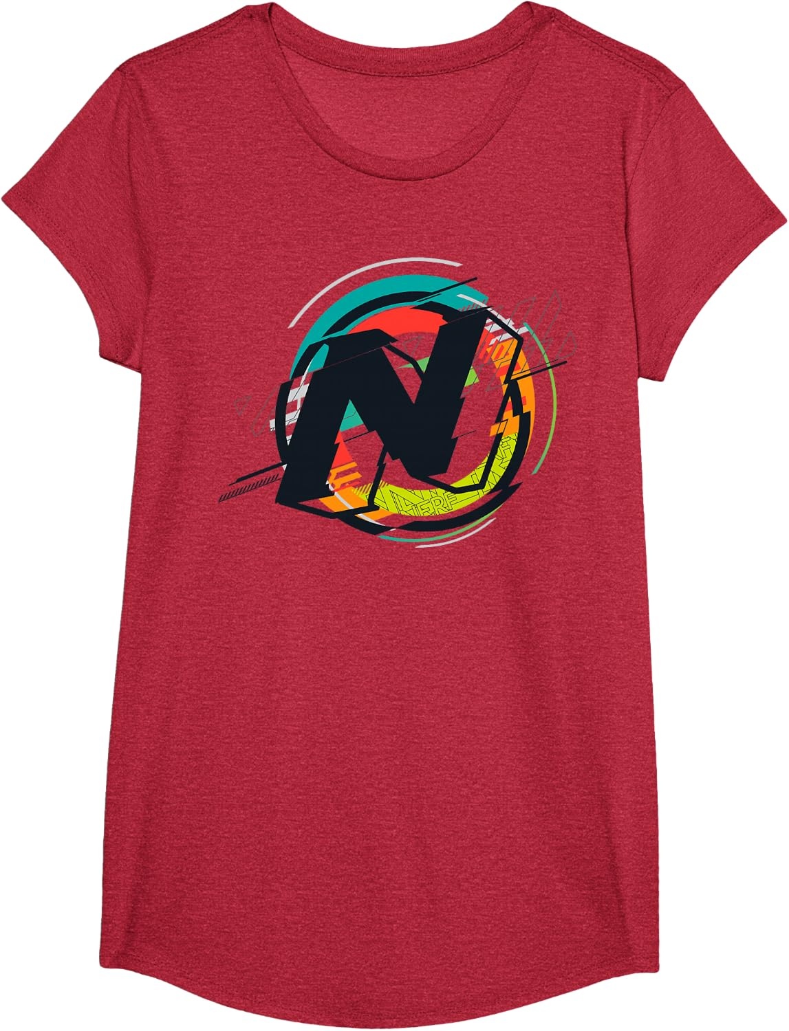 image:imageNerf Glitch Colour Graphic Logo TShirtRed Heather