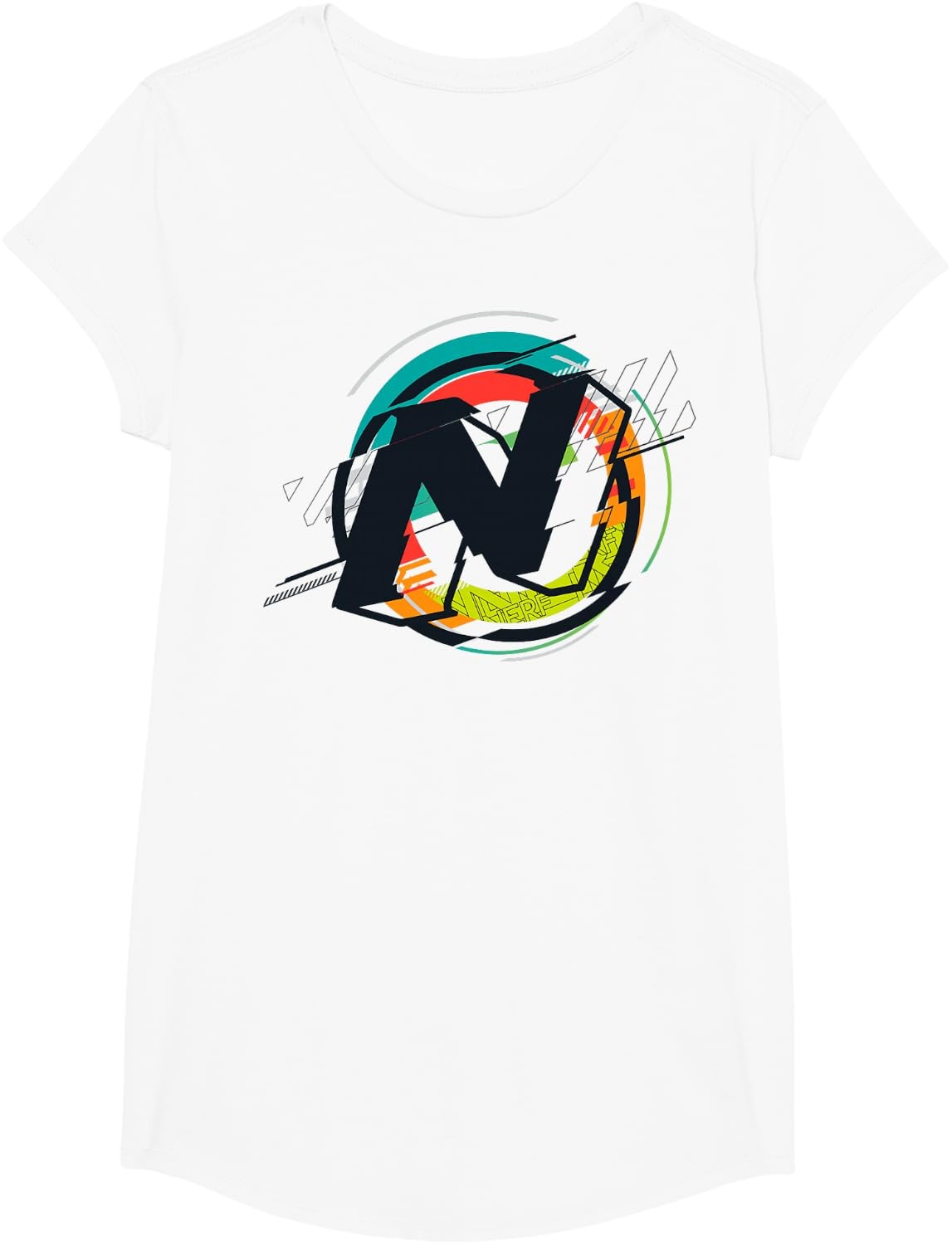 image:imageNerf Glitch Colour Graphic Logo TShirtWhite