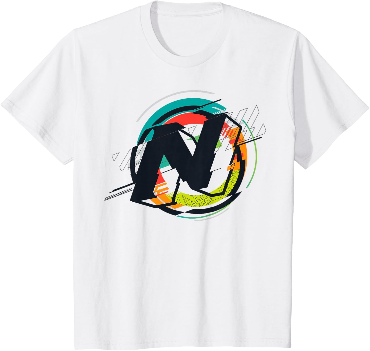 image:imageNerf Glitch Colour Graphic Logo TShirtWhite