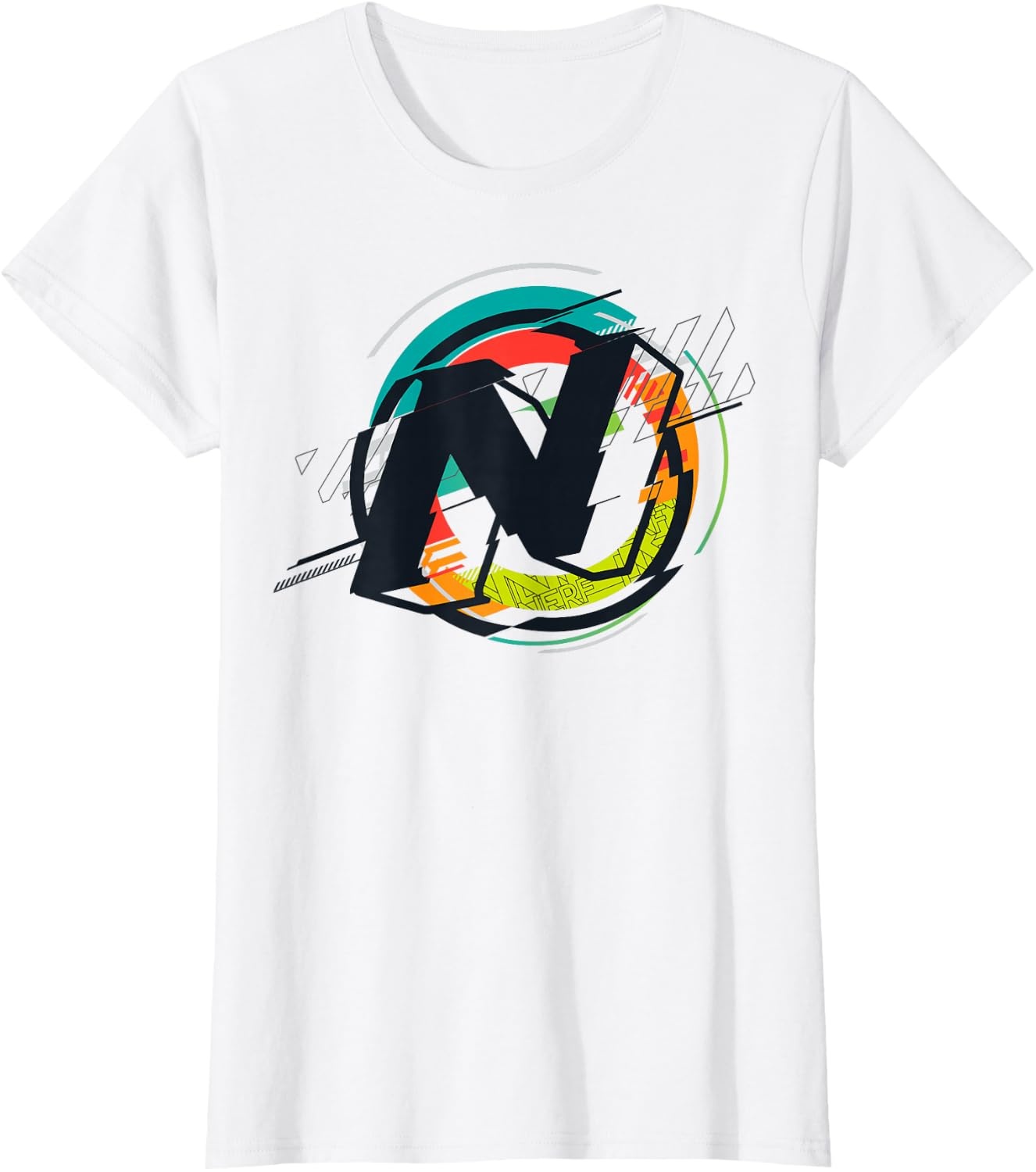 image:imageNerf Glitch Colour Graphic Logo TShirtWhite