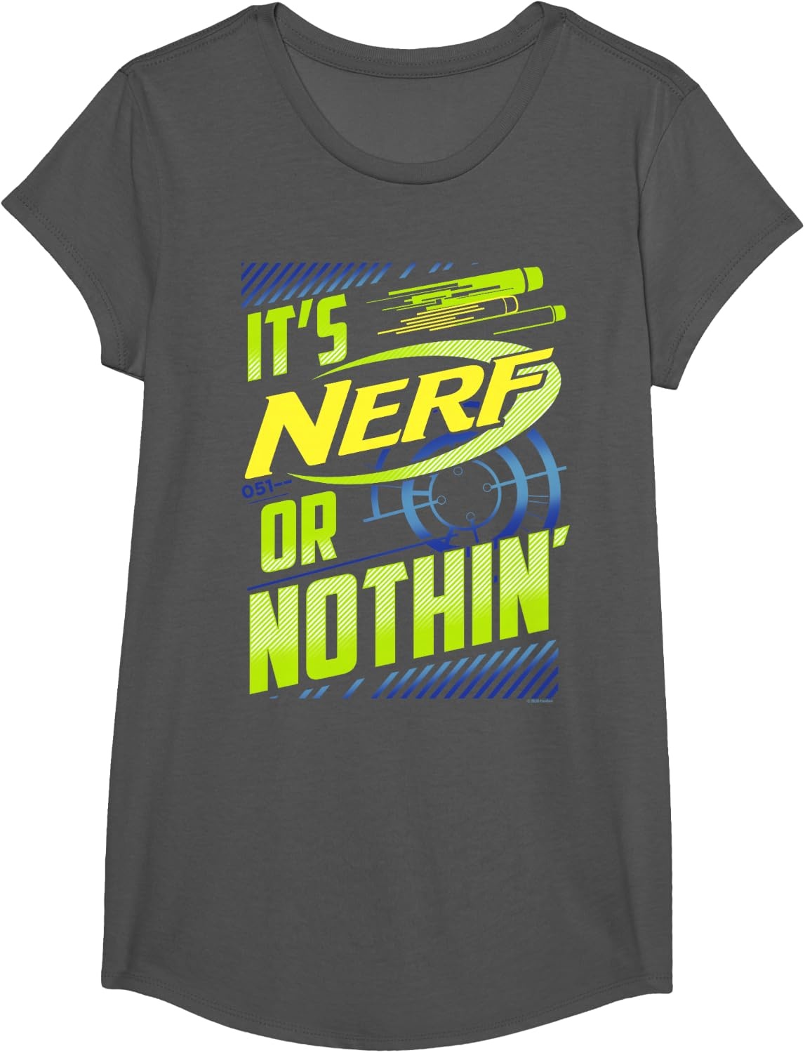 image:imageNerf Its Nerf Or Nothin Retro Bold Logo TShirt SmallAsphalt Grey