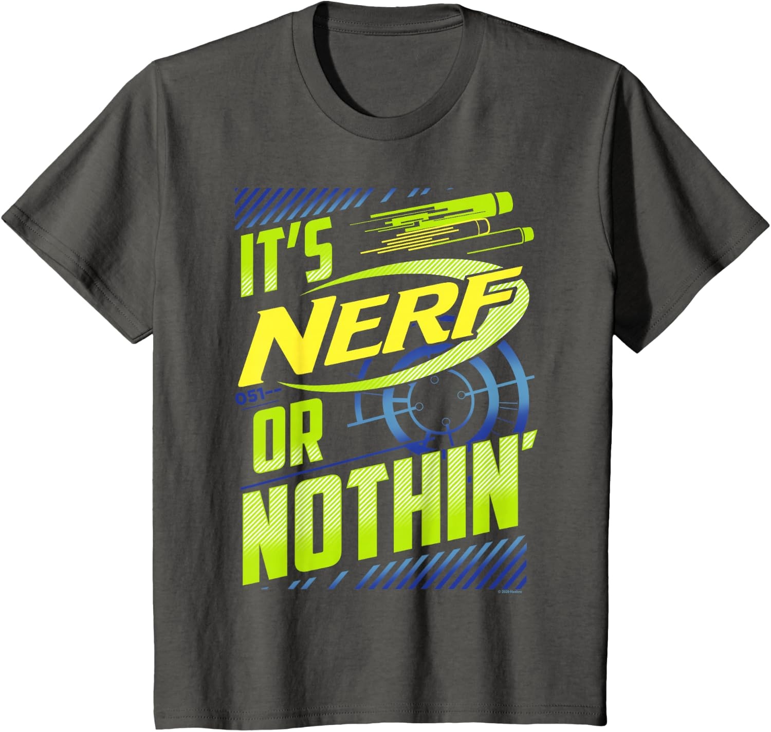 image:imageNerf Its Nerf Or Nothin Retro Bold Logo TShirt SmallAsphalt Grey