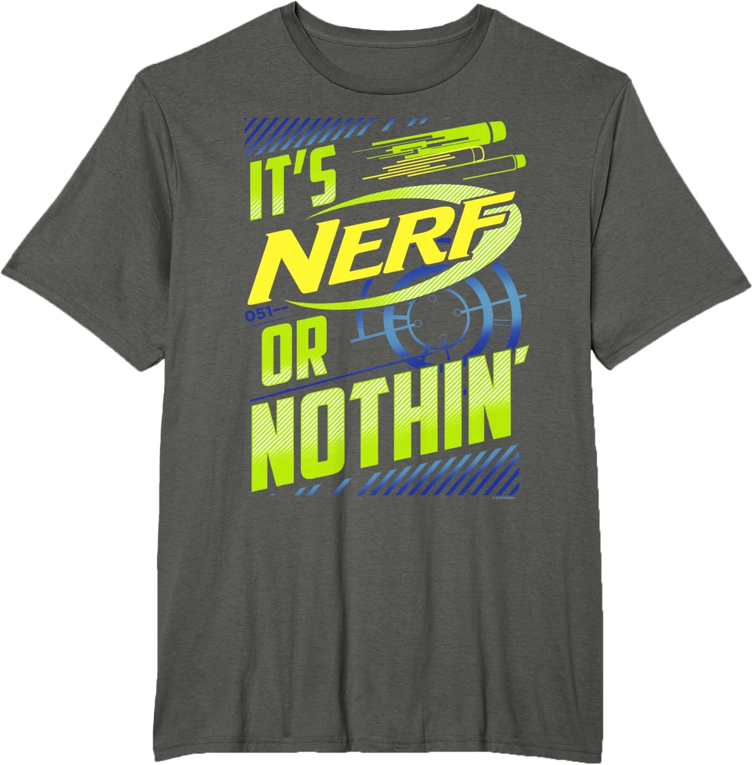 image:imageNerf Its Nerf Or Nothin Retro Bold Logo TShirt SmallAsphalt Grey
