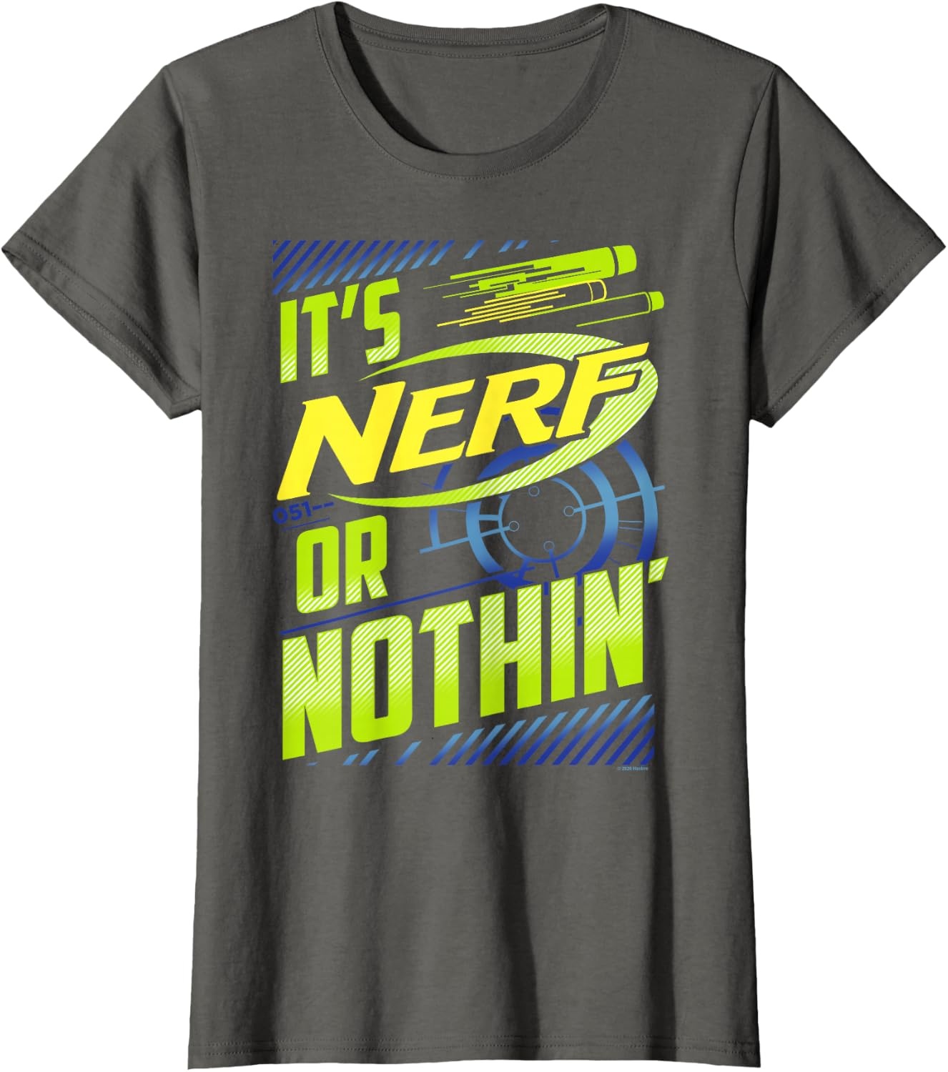 image:imageNerf Its Nerf Or Nothin Retro Bold Logo TShirt SmallAsphalt Grey
