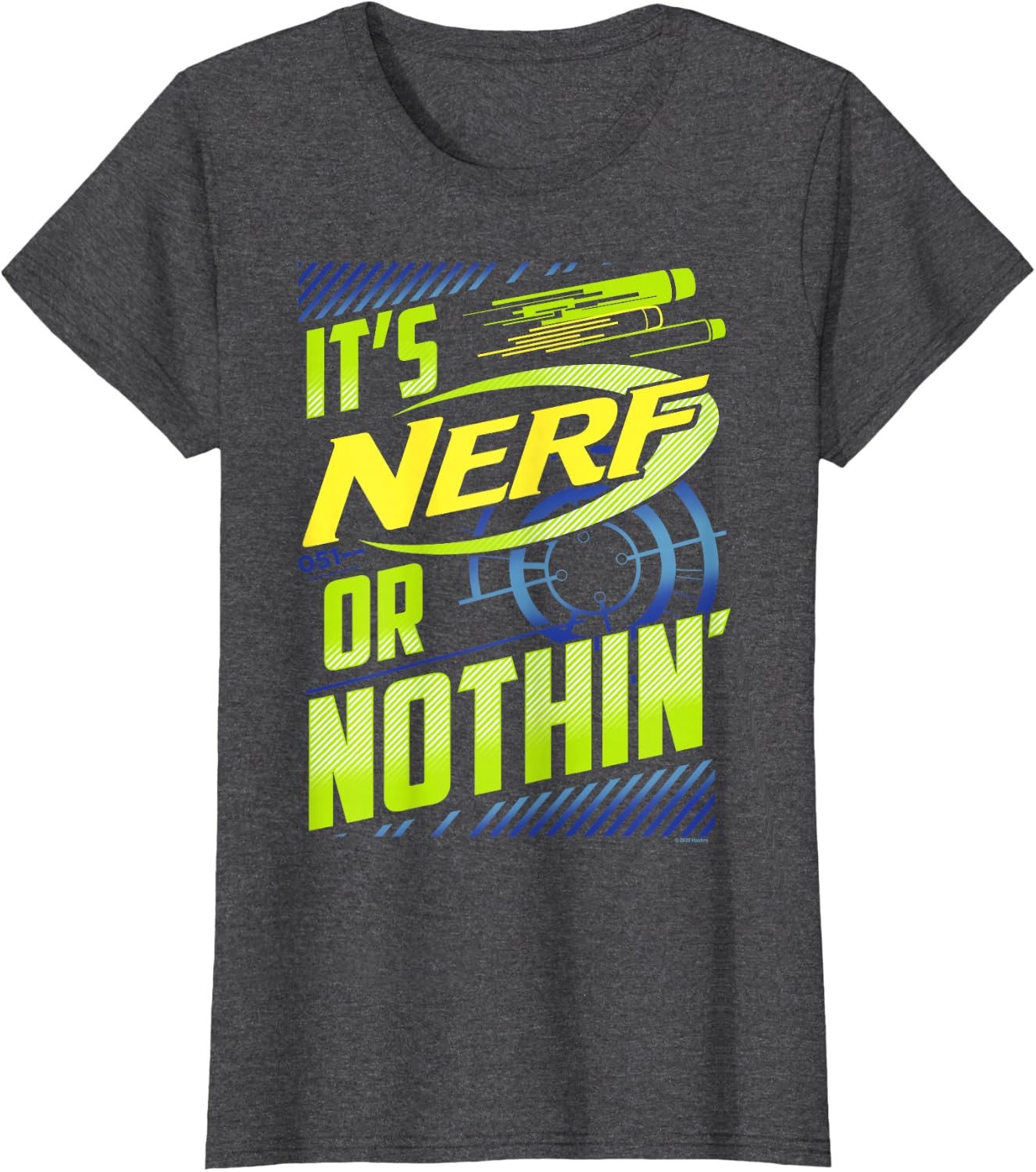 image:imageNerf Its Nerf Or Nothin Retro Bold Logo TShirt SmallDark Heather Grey