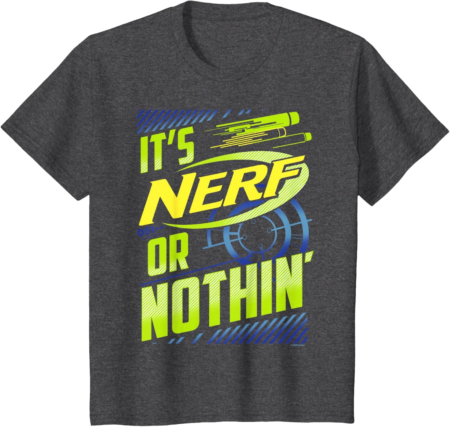 image:imageNerf Its Nerf Or Nothin Retro Bold Logo TShirt SmallDark Heather Grey
