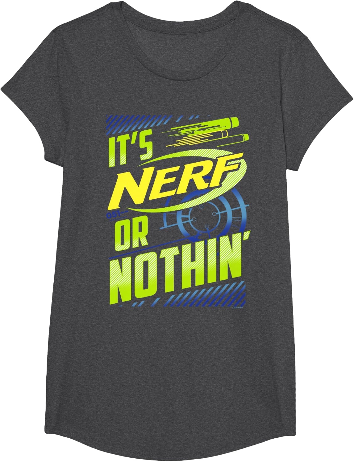 image:imageNerf Its Nerf Or Nothin Retro Bold Logo TShirt SmallDark Heather Grey