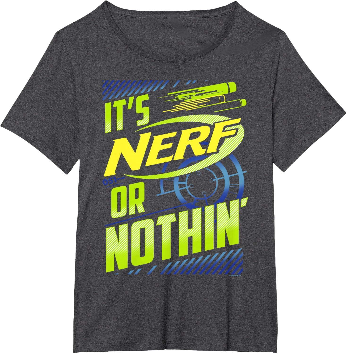 image:imageNerf Its Nerf Or Nothin Retro Bold Logo TShirt SmallDark Heather Grey