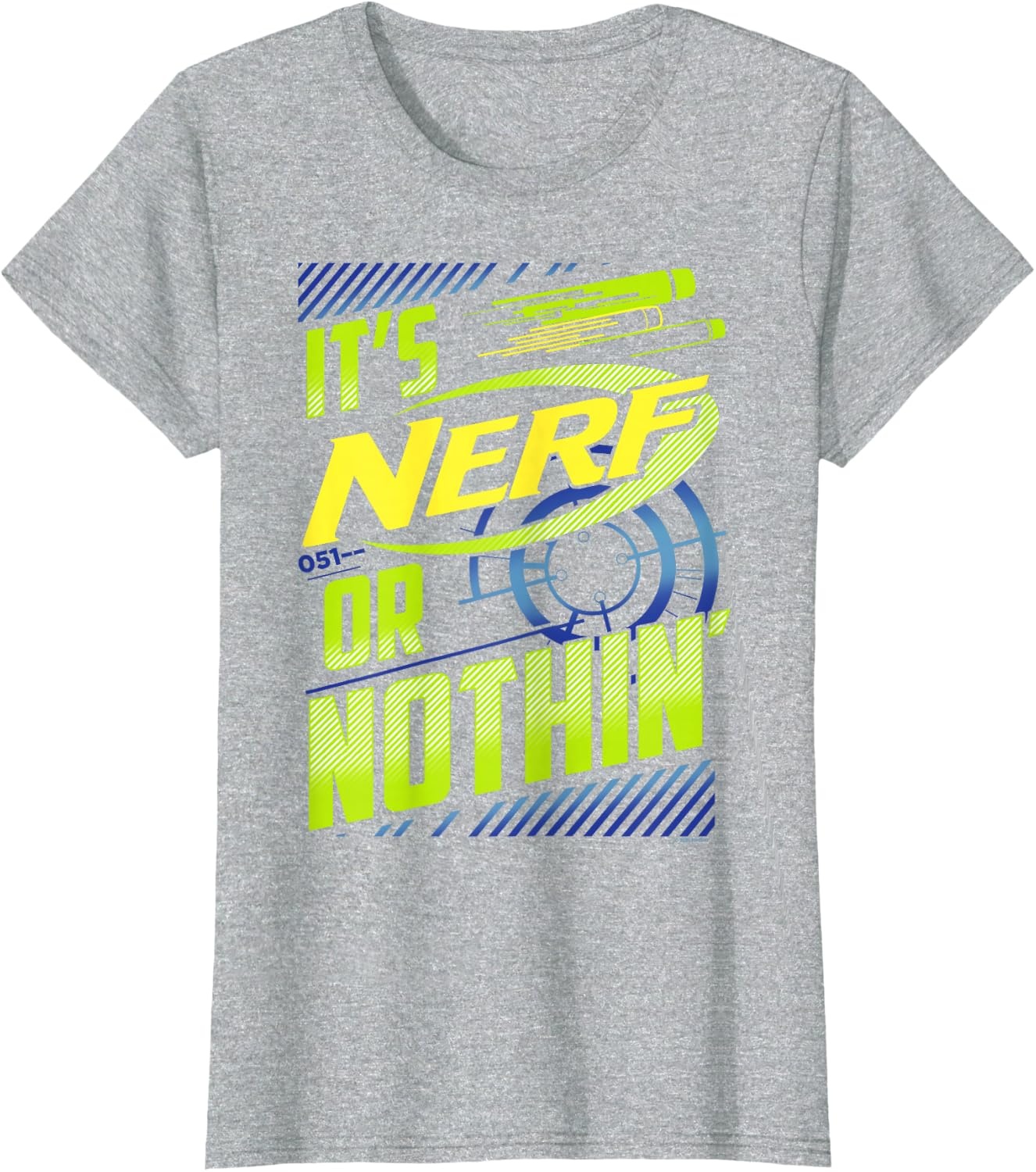 image:imageNerf Its Nerf Or Nothin Retro Bold Logo TShirt SmallHeather Grey