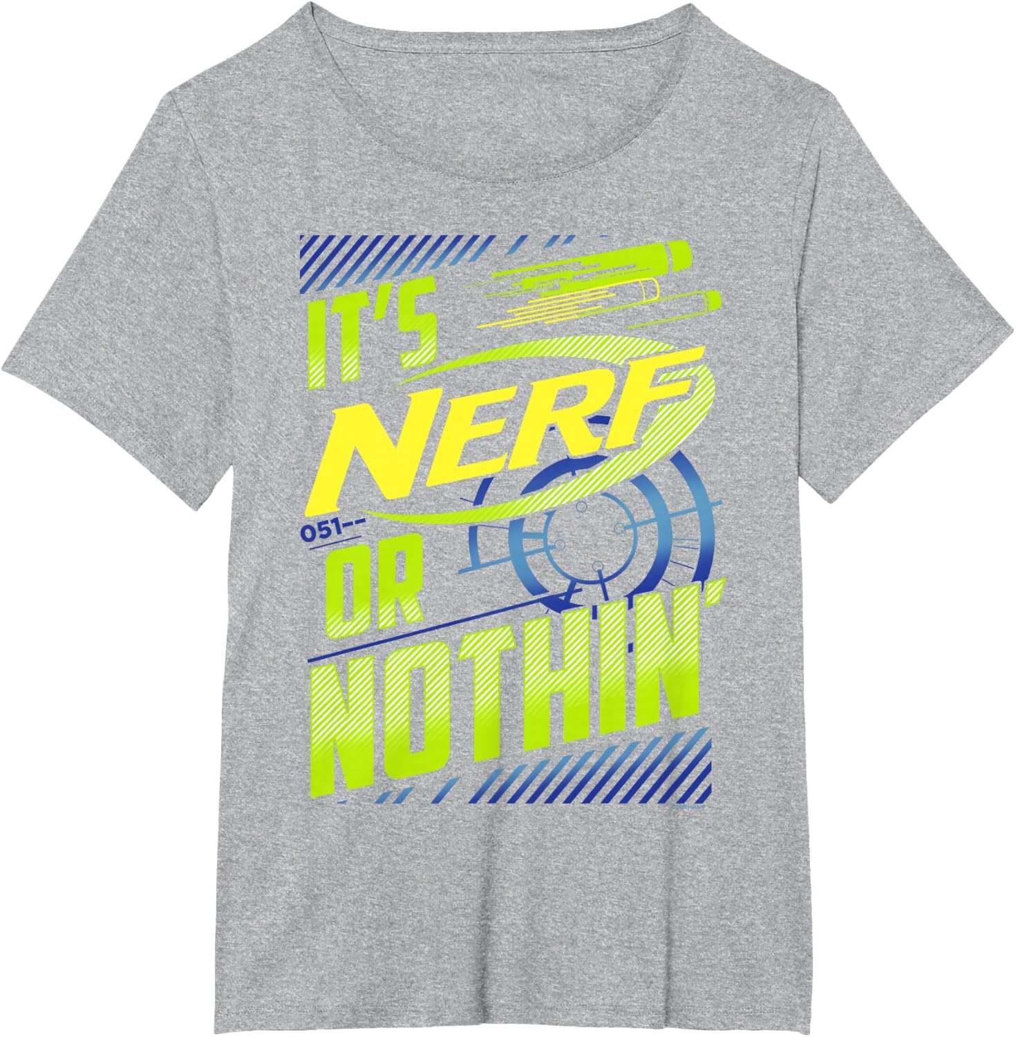 image:imageNerf Its Nerf Or Nothin Retro Bold Logo TShirt SmallHeather Grey