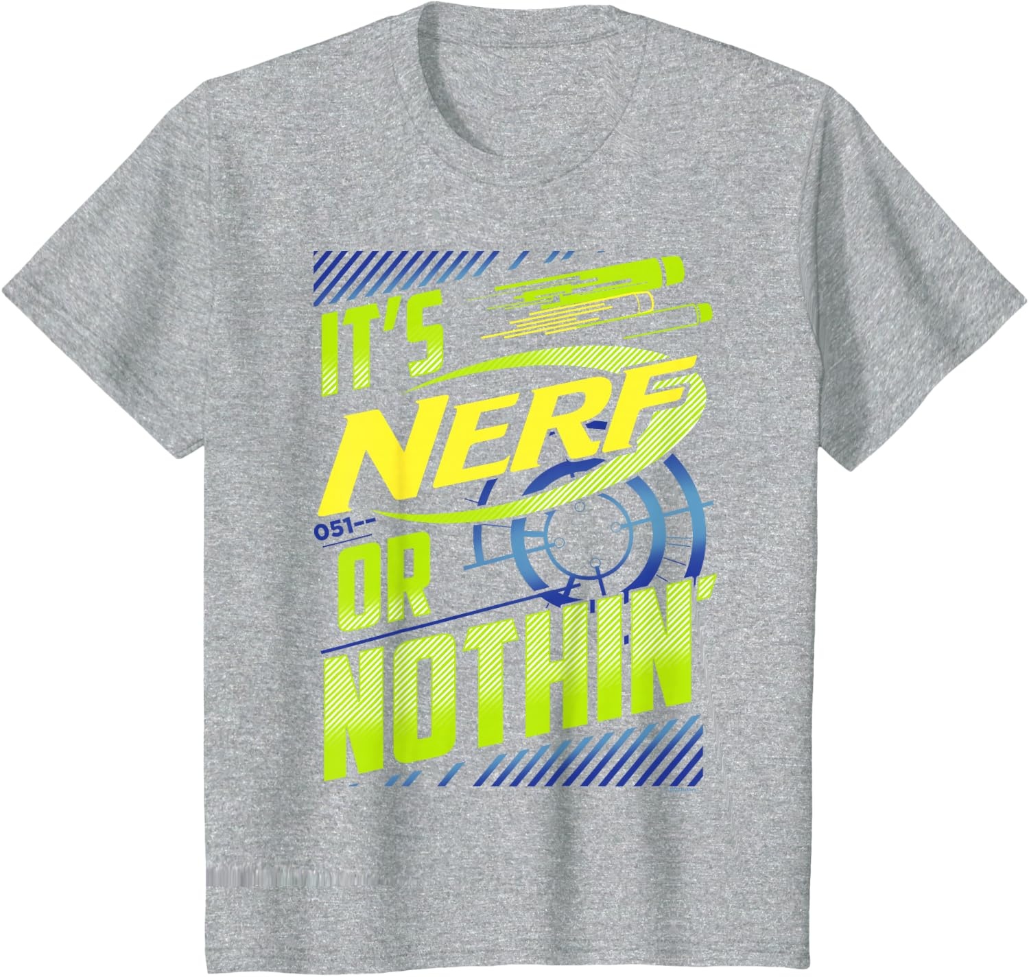image:imageNerf Its Nerf Or Nothin Retro Bold Logo TShirt SmallHeather Grey