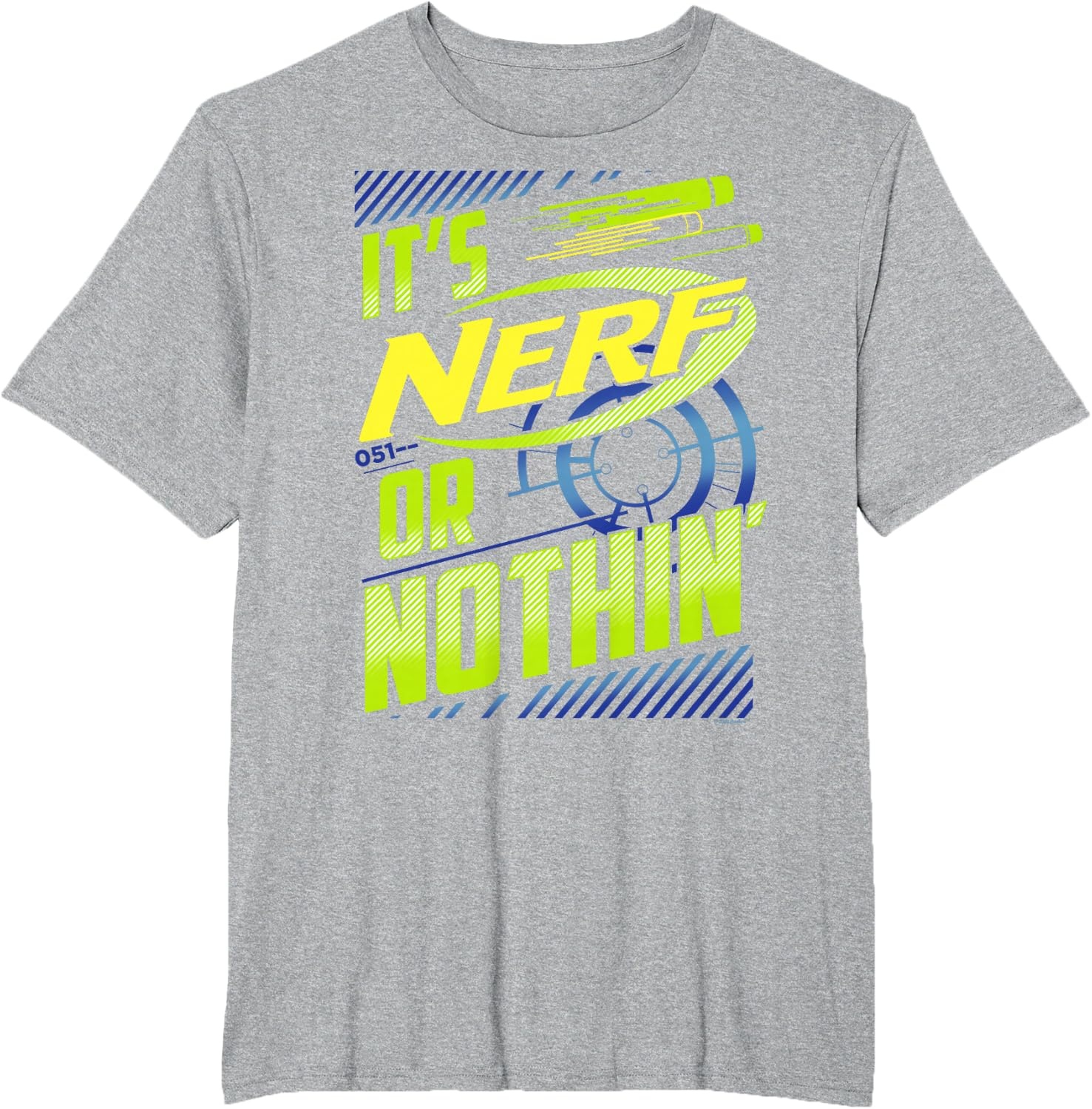 image:imageNerf Its Nerf Or Nothin Retro Bold Logo TShirt SmallHeather Grey