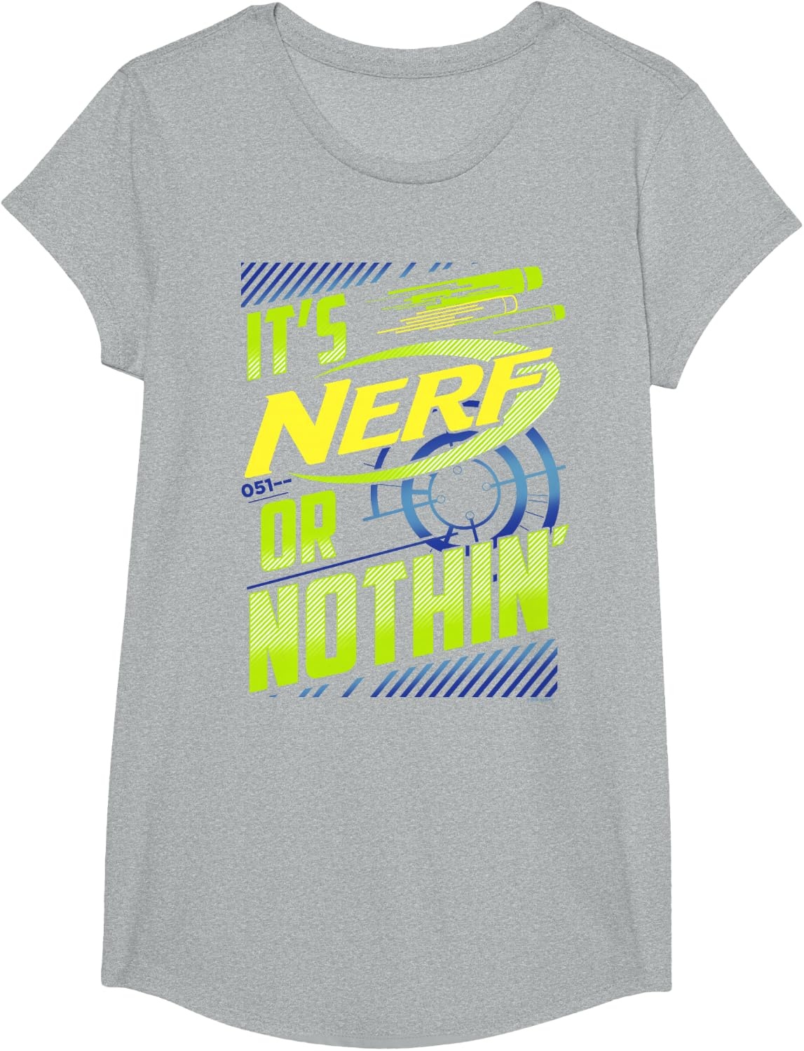 image:imageNerf Its Nerf Or Nothin Retro Bold Logo TShirt SmallHeather Grey