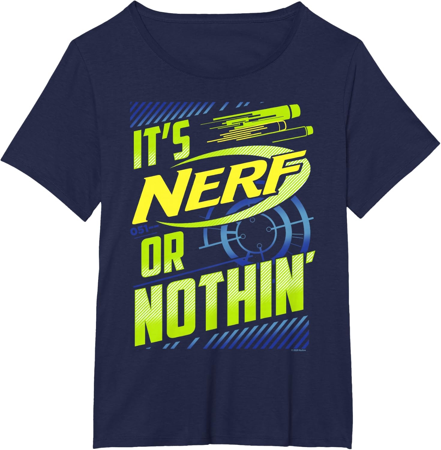 image:imageNerf Its Nerf Or Nothin Retro Bold Logo TShirt SmallNavy Blue