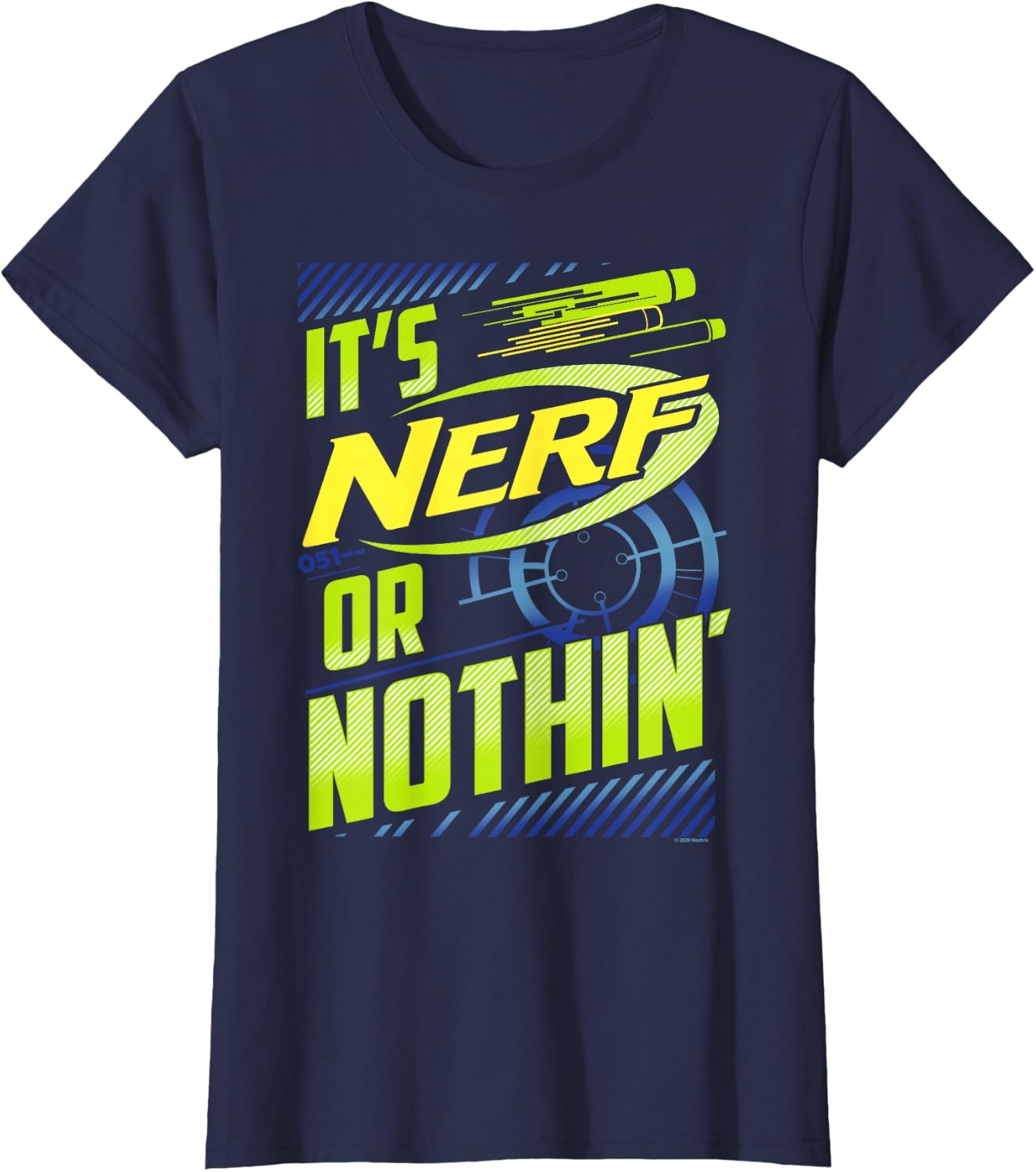 image:imageNerf Its Nerf Or Nothin Retro Bold Logo TShirt SmallNavy Blue