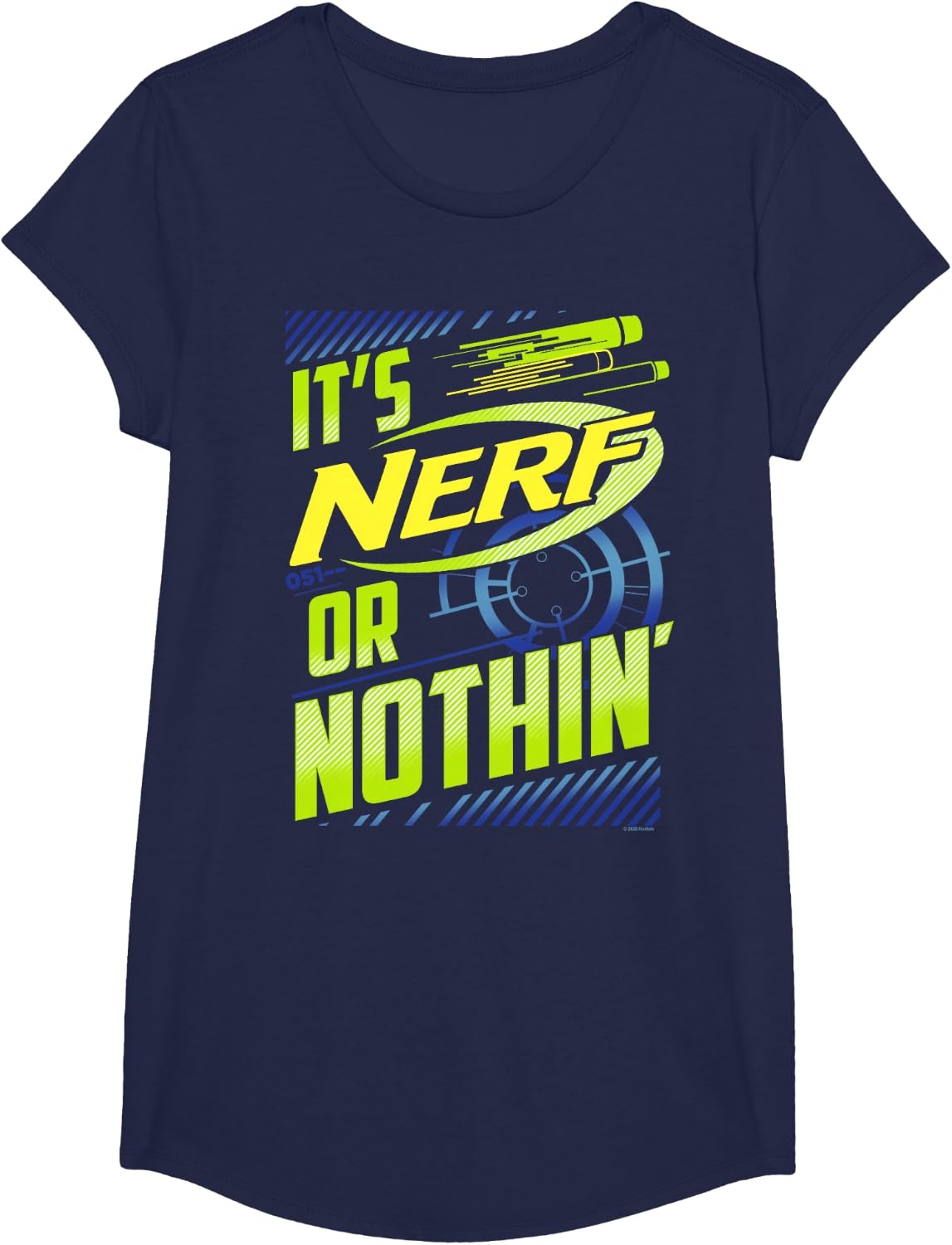 image:imageNerf Its Nerf Or Nothin Retro Bold Logo TShirt SmallNavy Blue