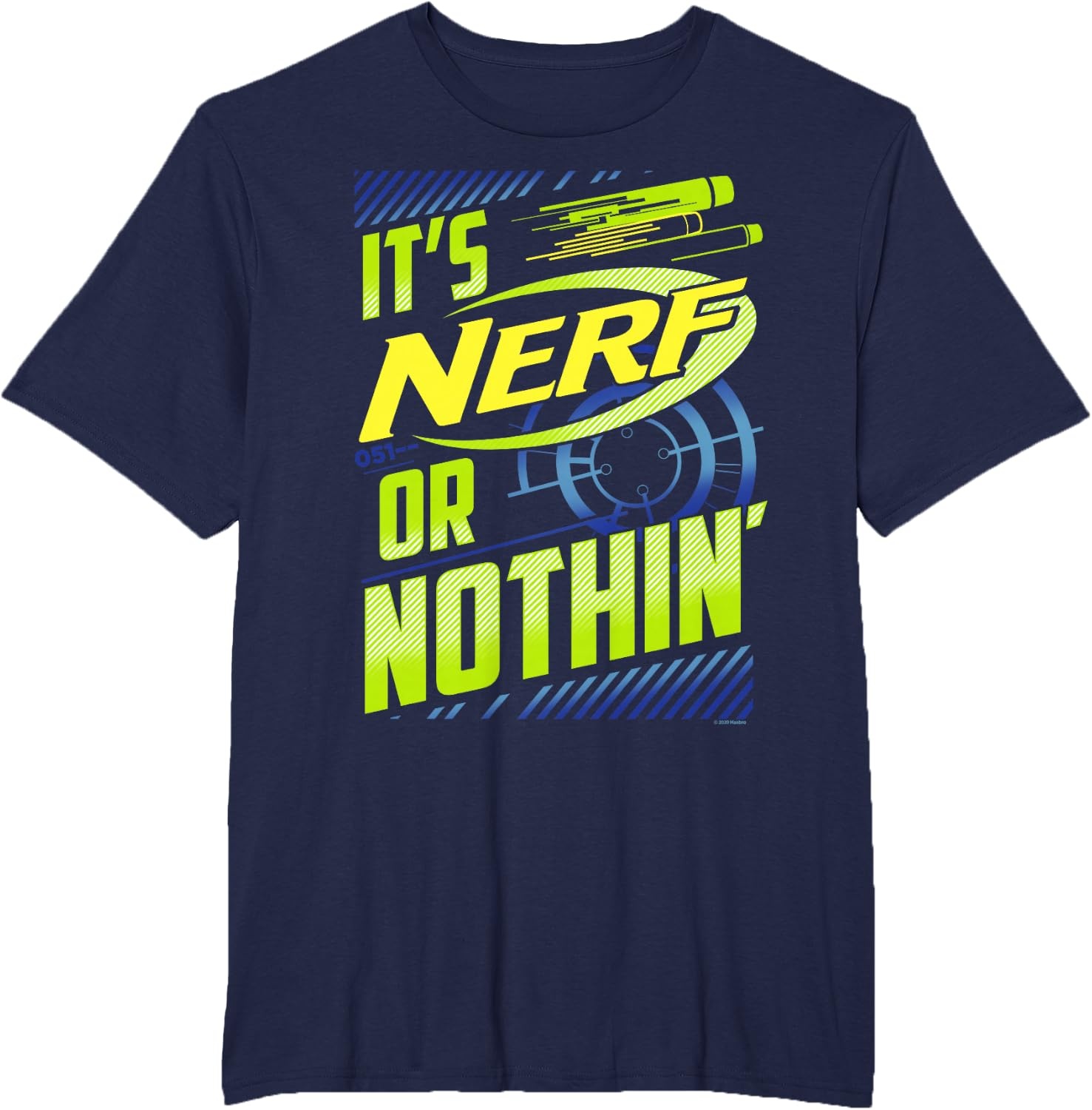 image:imageNerf Its Nerf Or Nothin Retro Bold Logo TShirt SmallNavy Blue