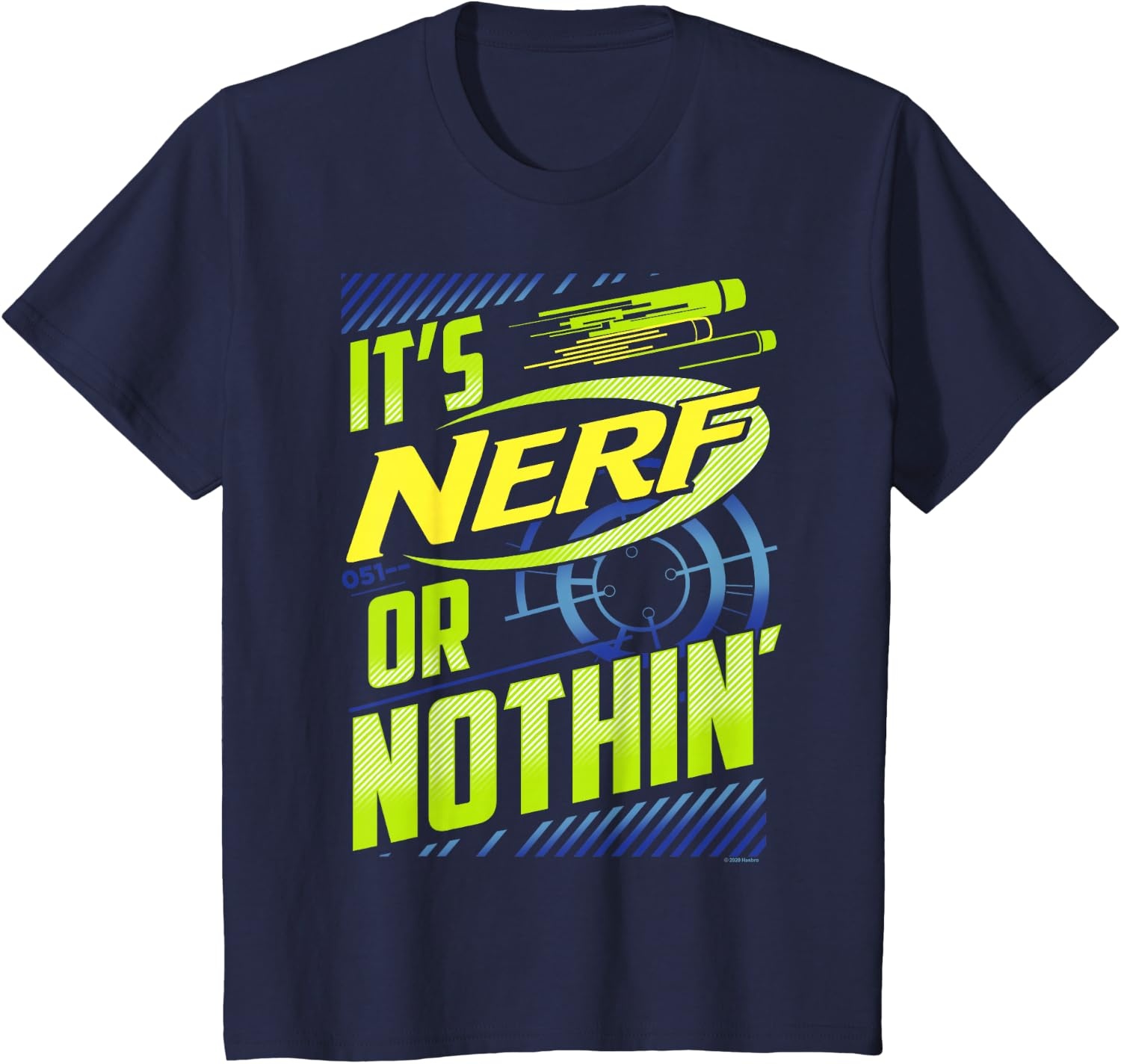 image:imageNerf Its Nerf Or Nothin Retro Bold Logo TShirt SmallNavy Blue