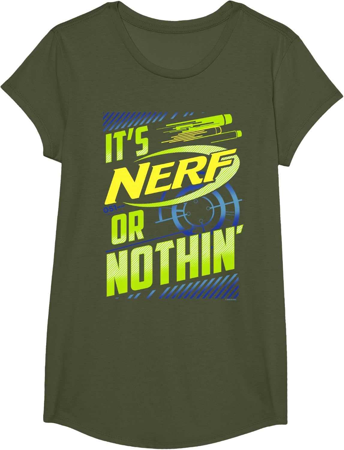image:imageNerf Its Nerf Or Nothin Retro Bold Logo TShirt SmallOlive Green