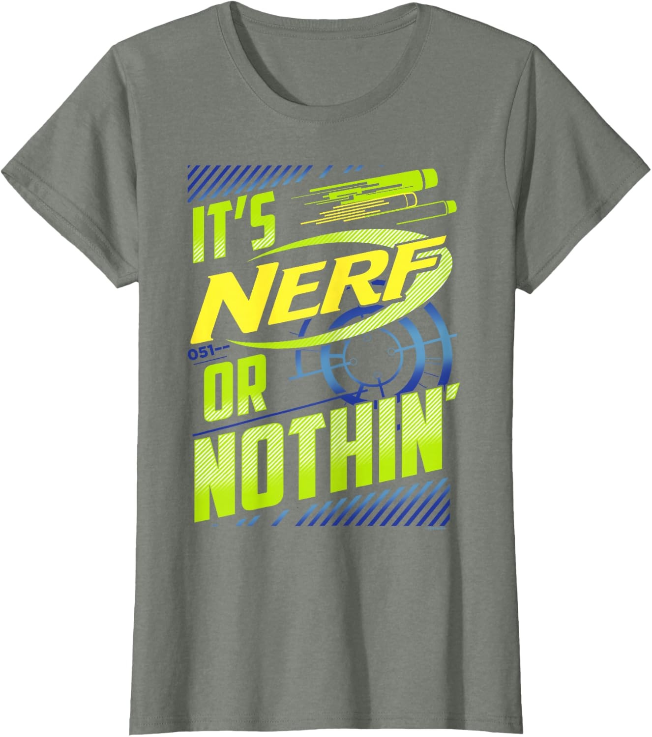 image:imageNerf Its Nerf Or Nothin Retro Bold Logo TShirt SmallOlive Heather