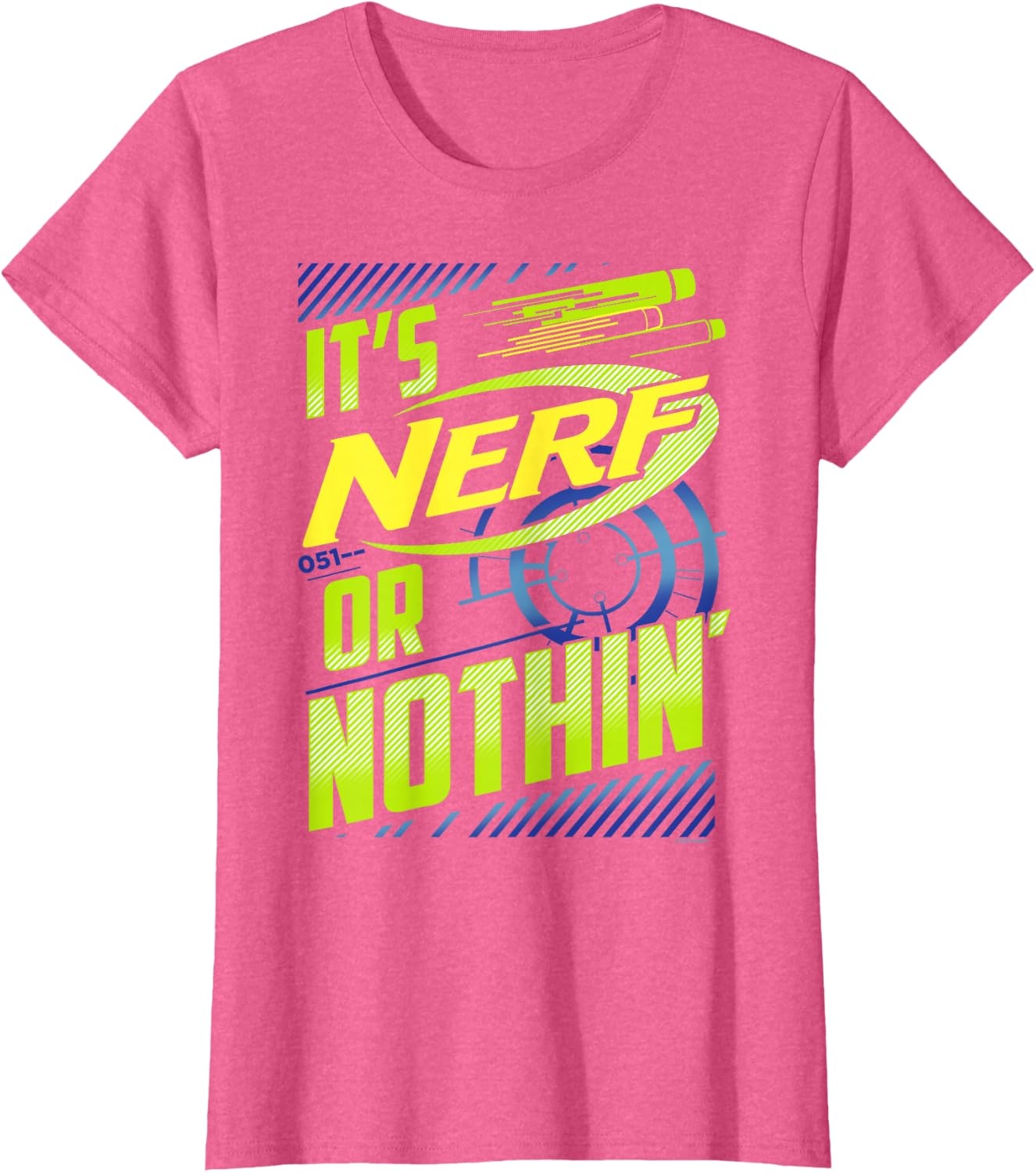 image:imageNerf Its Nerf Or Nothin Retro Bold Logo TShirt SmallPink Heather