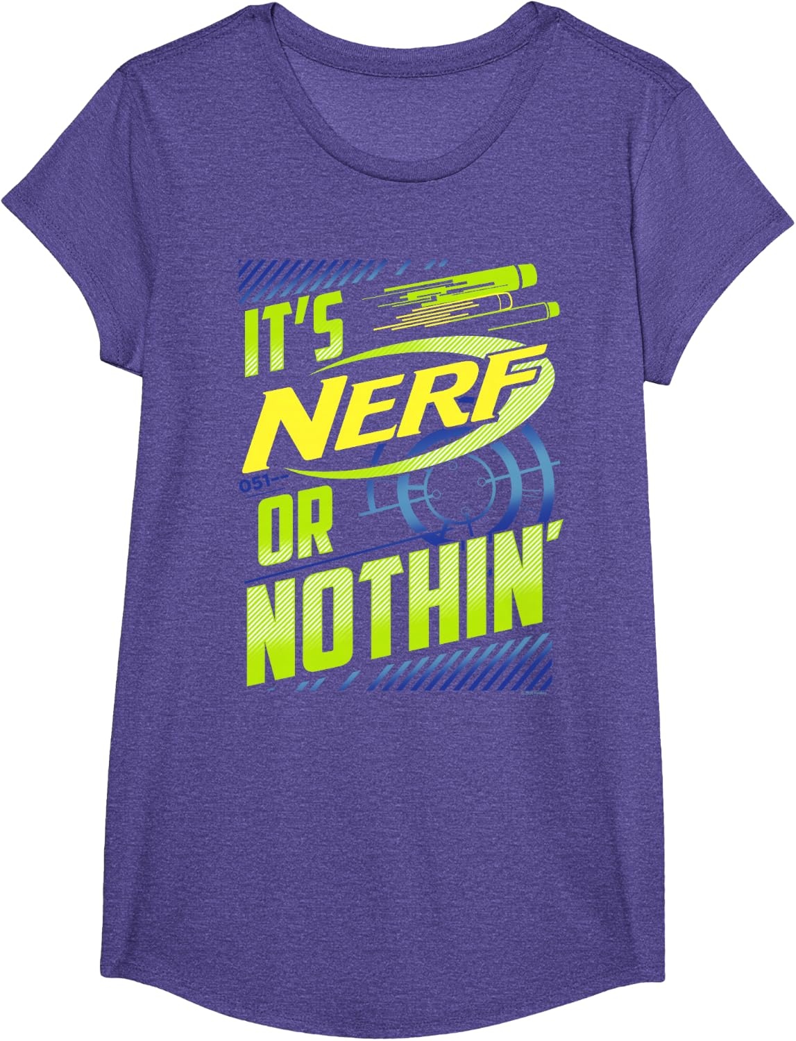 image:imageNerf Its Nerf Or Nothin Retro Bold Logo TShirt SmallPurple Heather