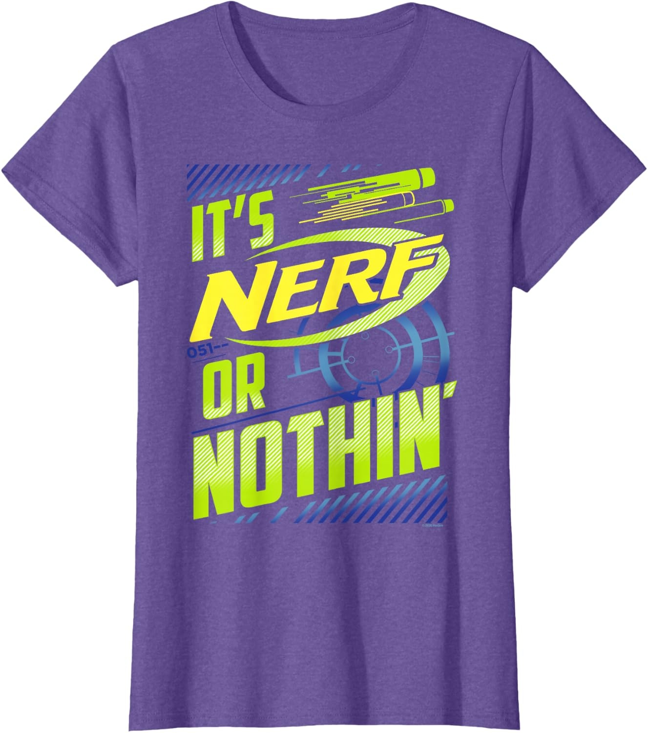 image:imageNerf Its Nerf Or Nothin Retro Bold Logo TShirt SmallPurple Heather