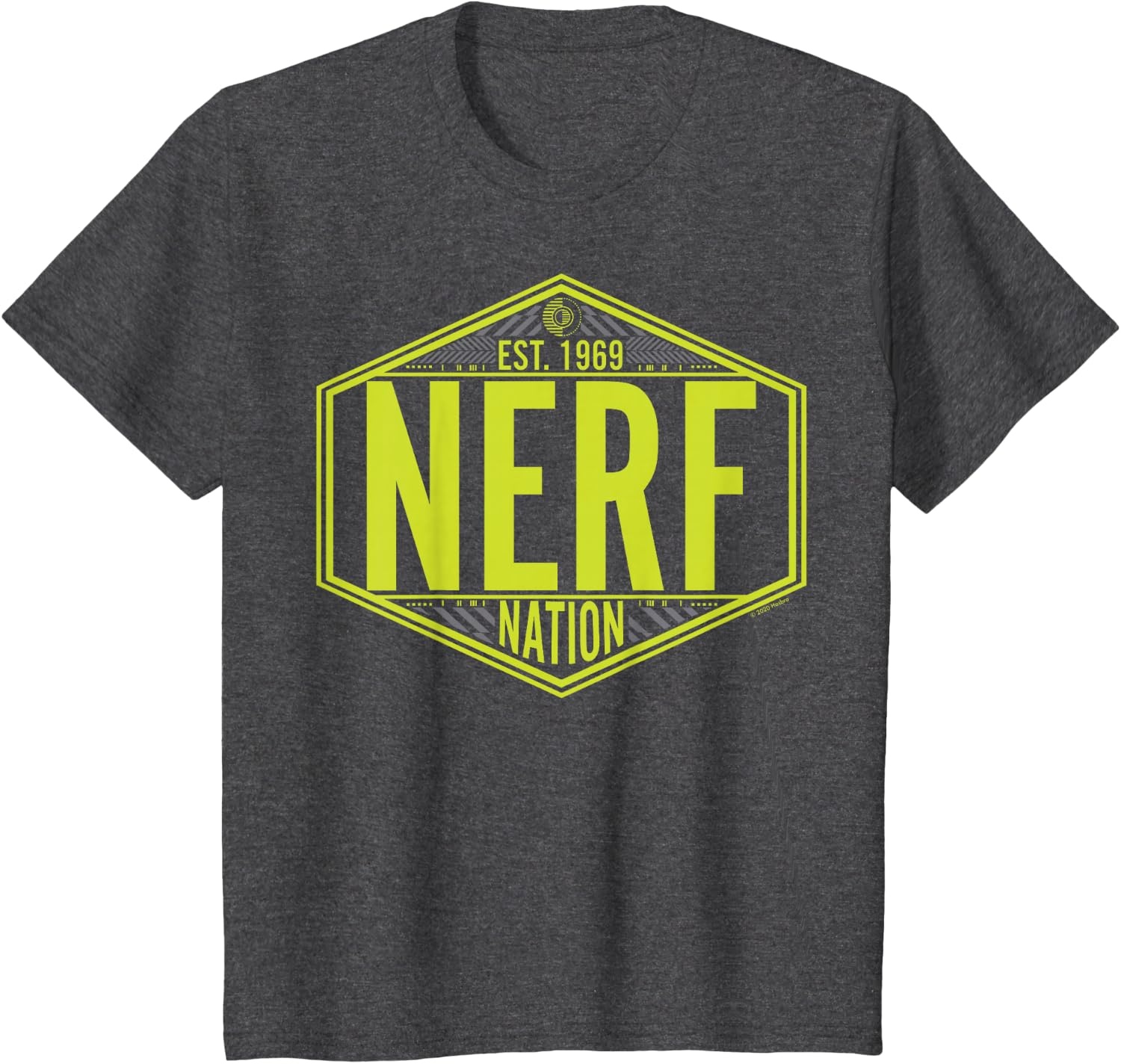 image:imageNerf Nation Est 1969 Neon Badge Logo TShirtDark Heather Grey