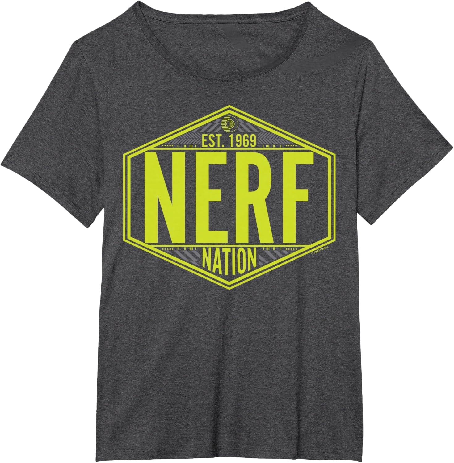 image:imageNerf Nation Est 1969 Neon Badge Logo TShirtDark Heather Grey