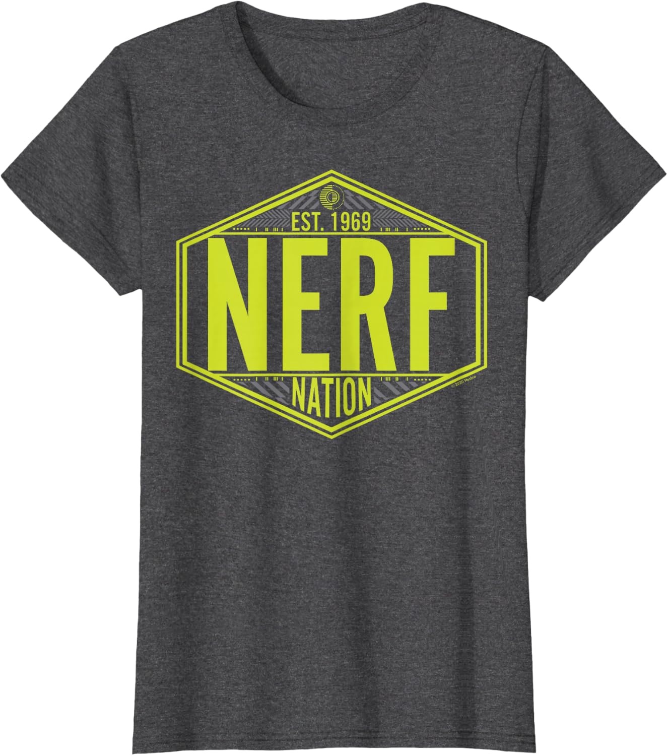 image:imageNerf Nation Est 1969 Neon Badge Logo TShirtDark Heather Grey