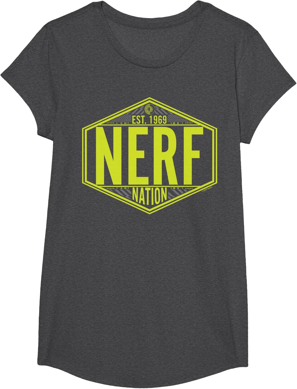image:imageNerf Nation Est 1969 Neon Badge Logo TShirtDark Heather Grey