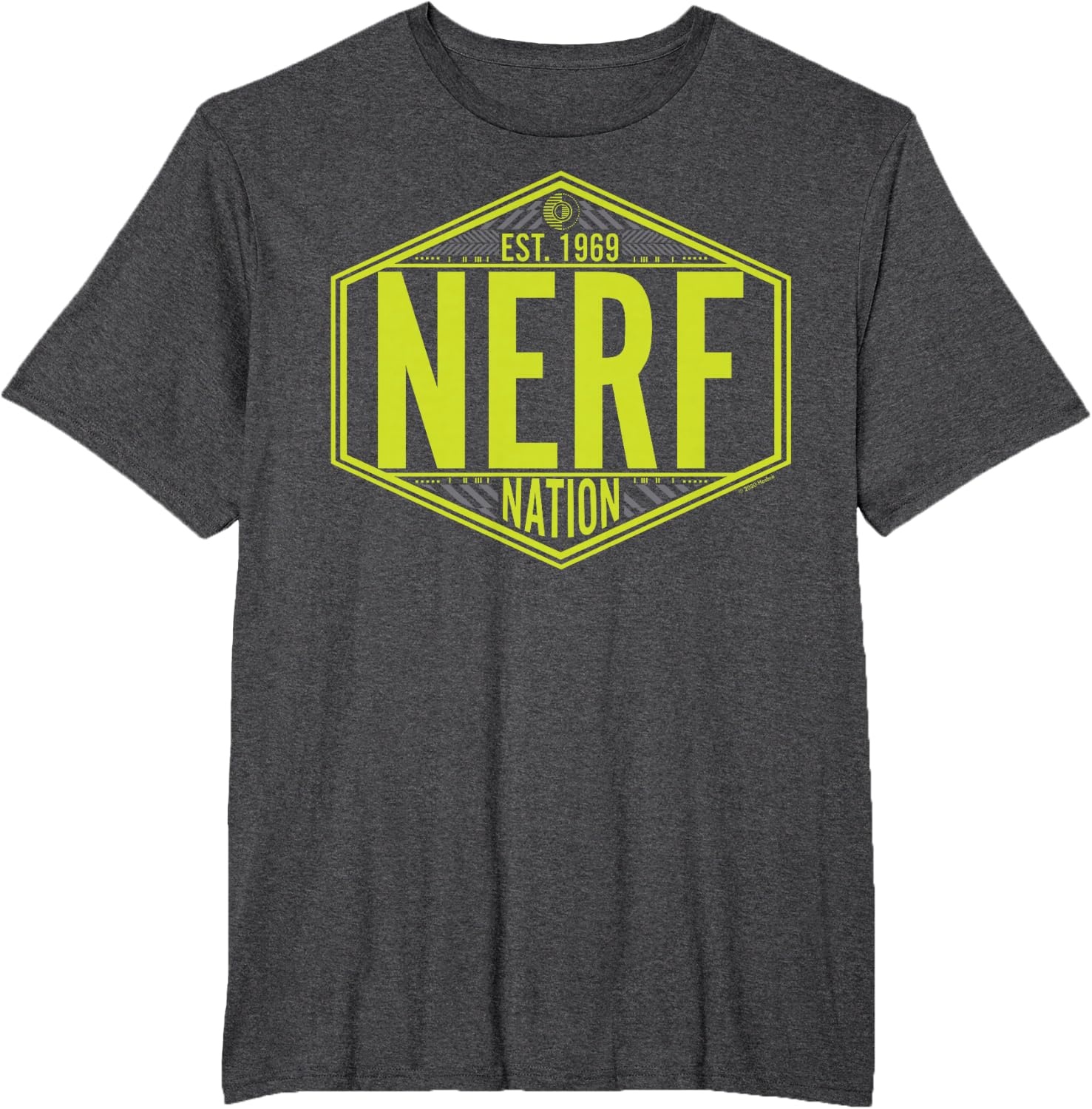 image:imageNerf Nation Est 1969 Neon Badge Logo TShirtDark Heather Grey