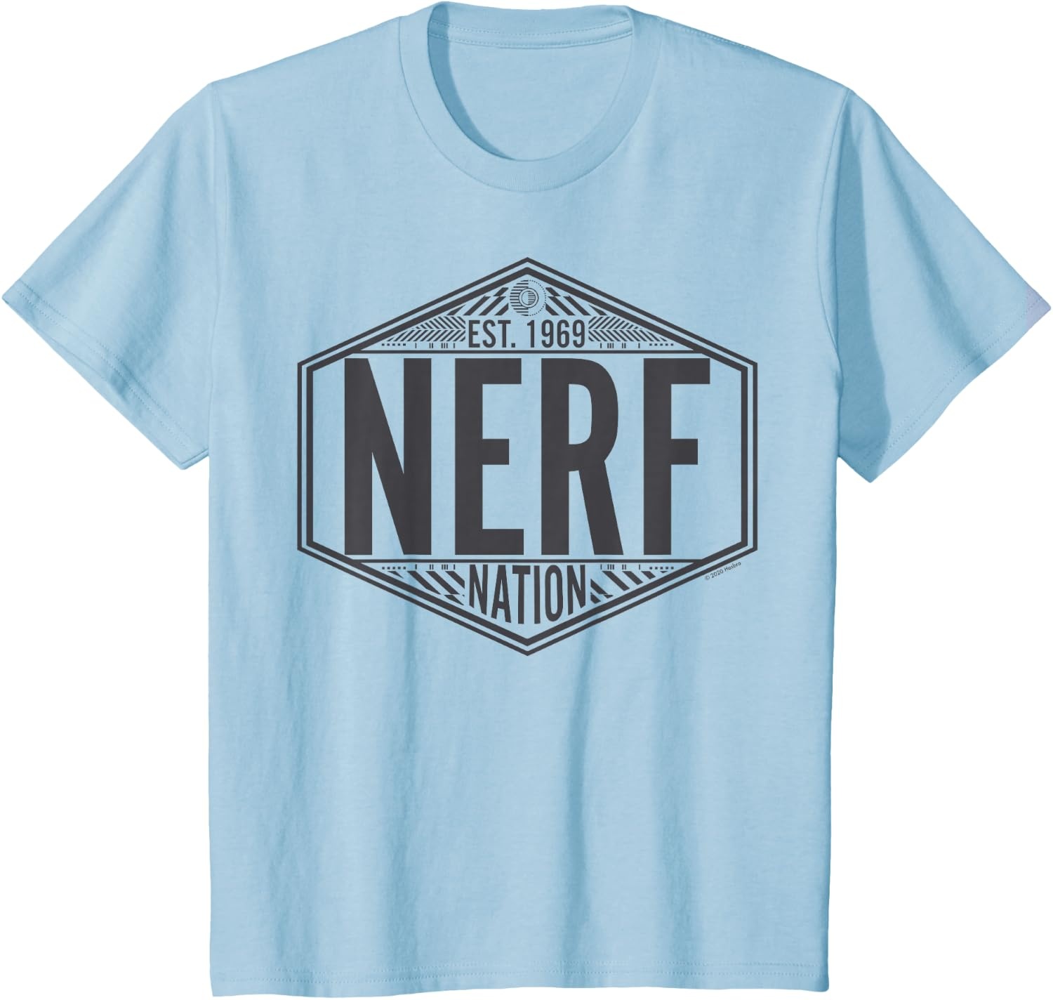 image:imageNerf Nation Est 1969 Neon Badge Logo V2 TShirtBaby Blue