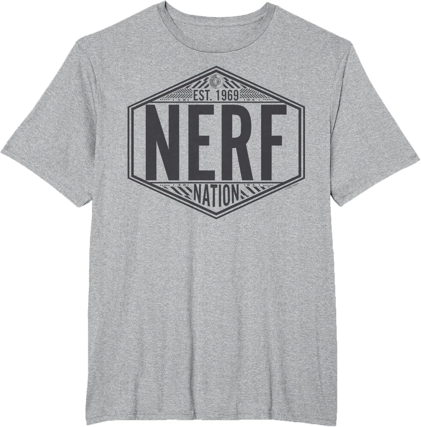 image:imageNerf Nation Est 1969 Neon Badge Logo V2 TShirtHeather Grey