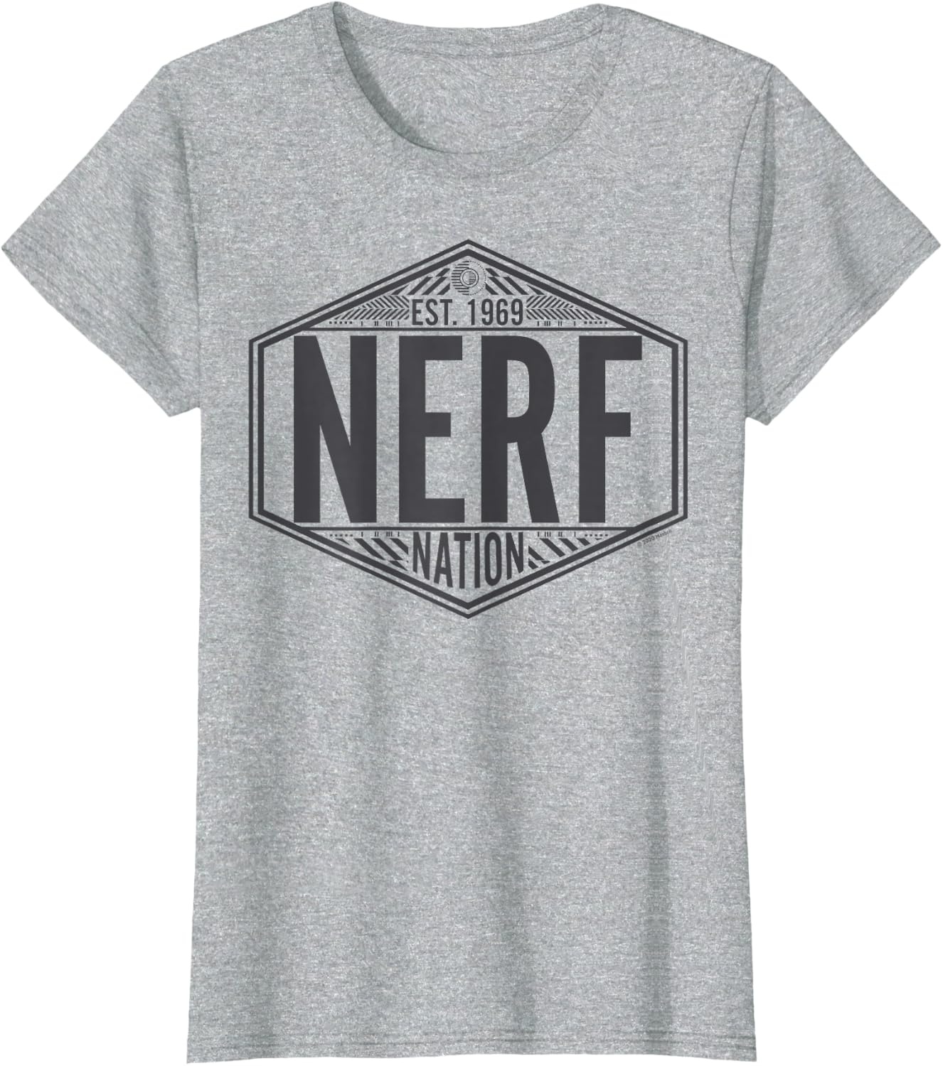 image:imageNerf Nation Est 1969 Neon Badge Logo V2 TShirtHeather Grey