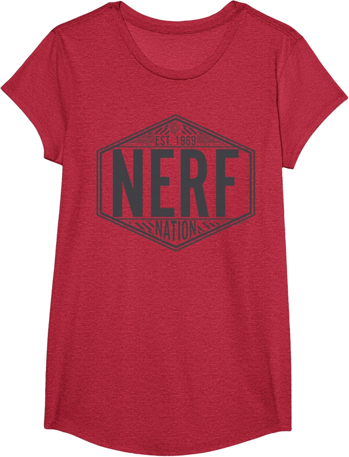 image:imageNerf Nation Est 1969 Neon Badge Logo V2 TShirtRed Heather