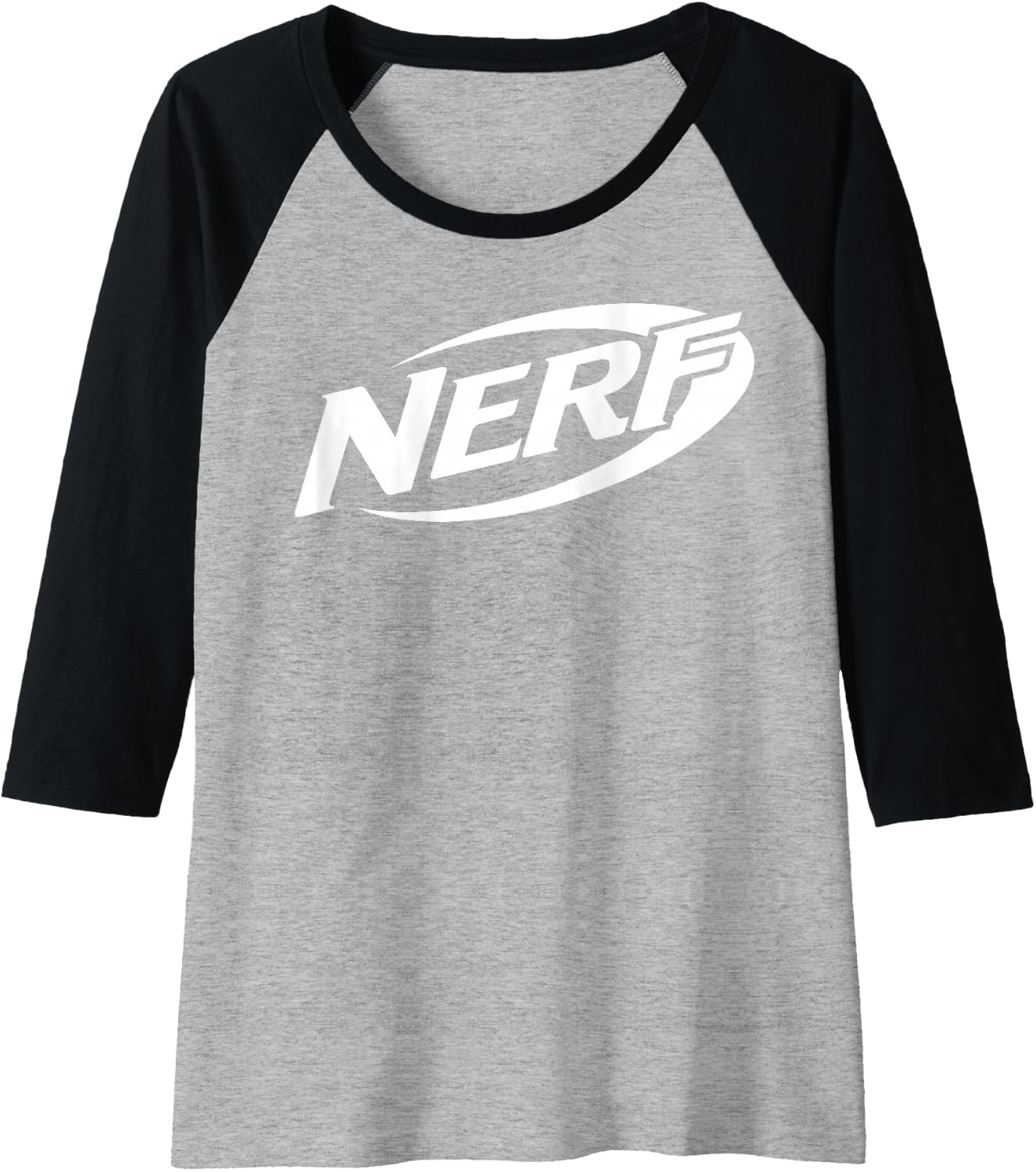 image:imageNerf Simple White Retro Logo Raglan Baseball TeeBlackAthletic Heather