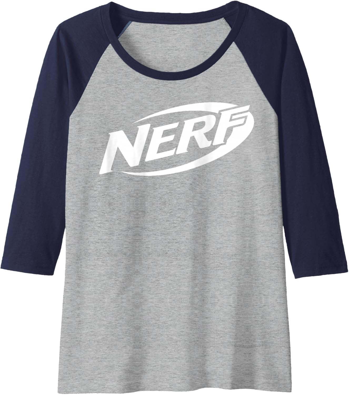 image:imageNerf Simple White Retro Logo Raglan Baseball TeeNavy BlueAthletic Heather