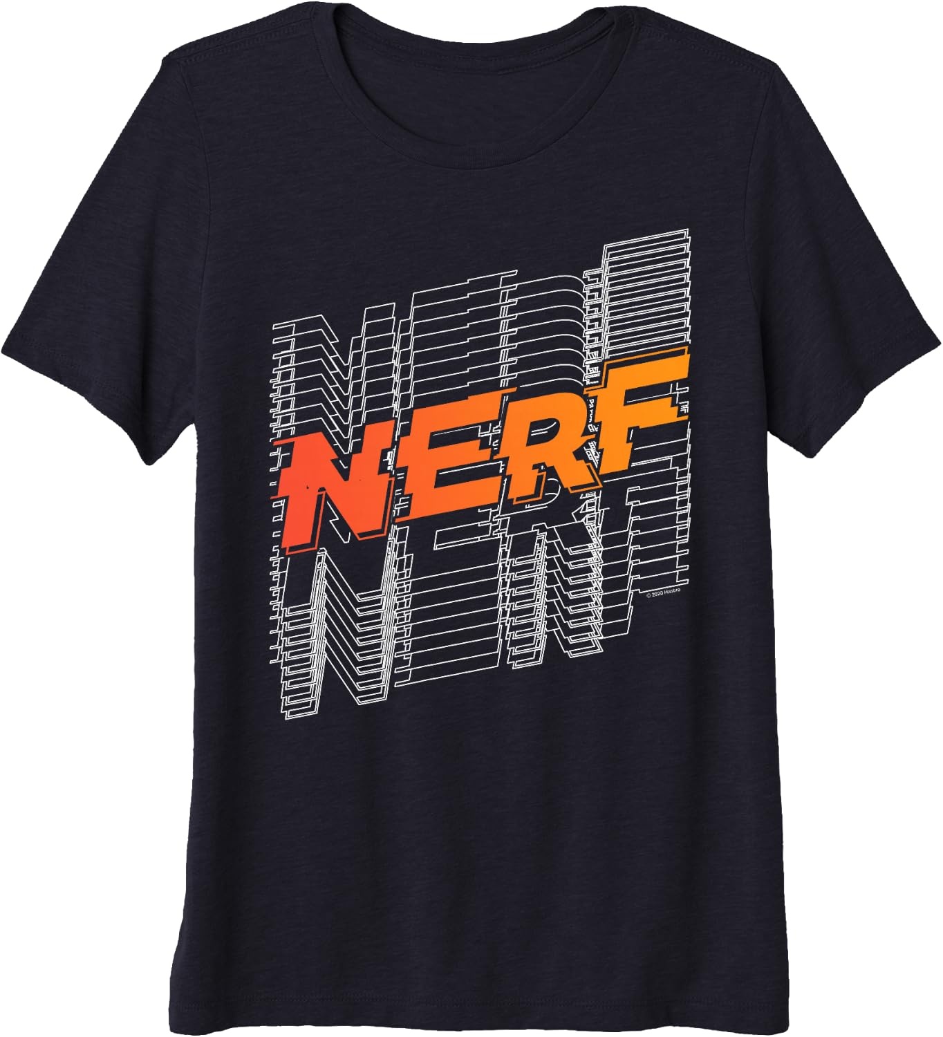 image:imageNerf Stacked Silhouette Retro Nerf Action Logo Premium Triblend TShirtNavy Blue
