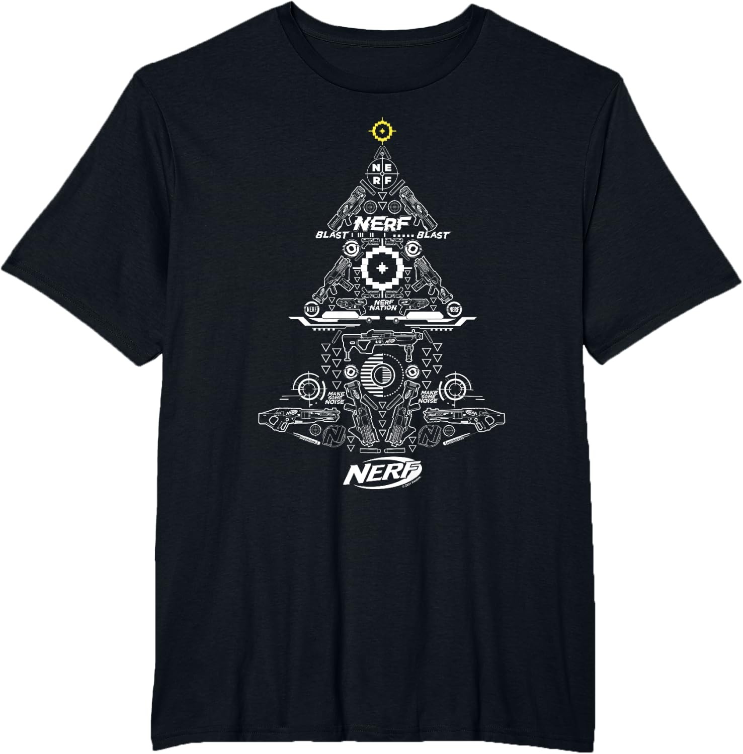 image:imageNerf UnisexAdults Kids TShirt Christmas Tree Icon Collage Black Small Classic Fit Short Sleeve Crew Neck TShirtBlack