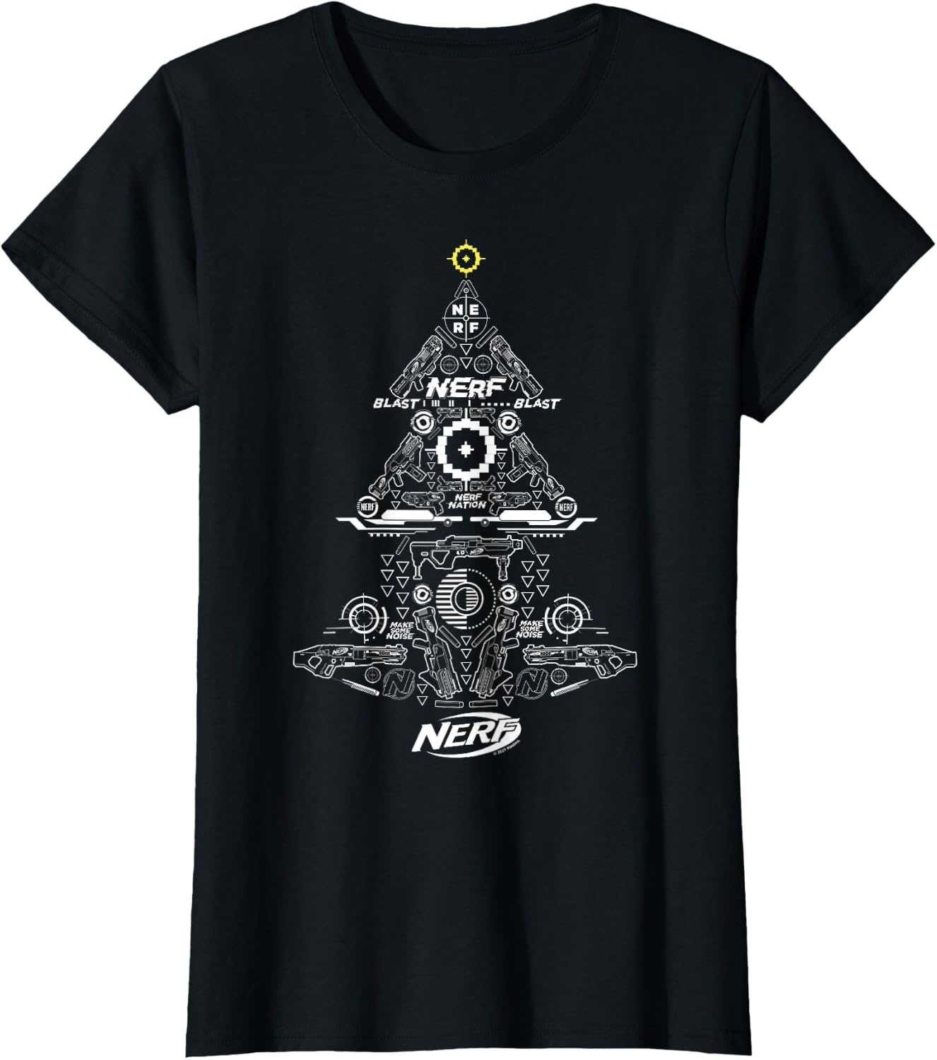 image:imageNerf UnisexAdults Kids TShirt Christmas Tree Icon Collage Black Small Classic Fit Short Sleeve Crew Neck TShirtBlack