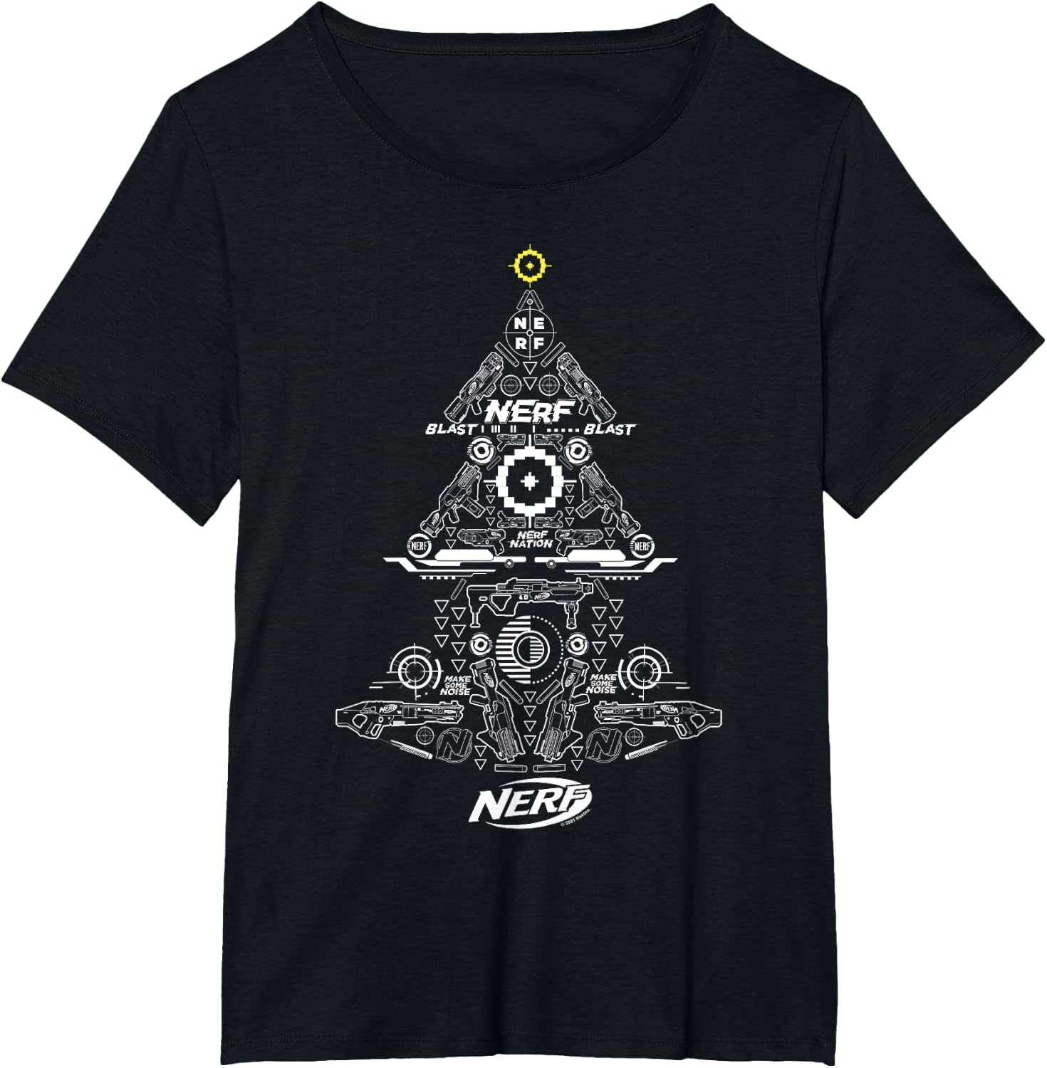 image:imageNerf UnisexAdults Kids TShirt Christmas Tree Icon Collage Black Small Classic Fit Short Sleeve Crew Neck TShirtBlack