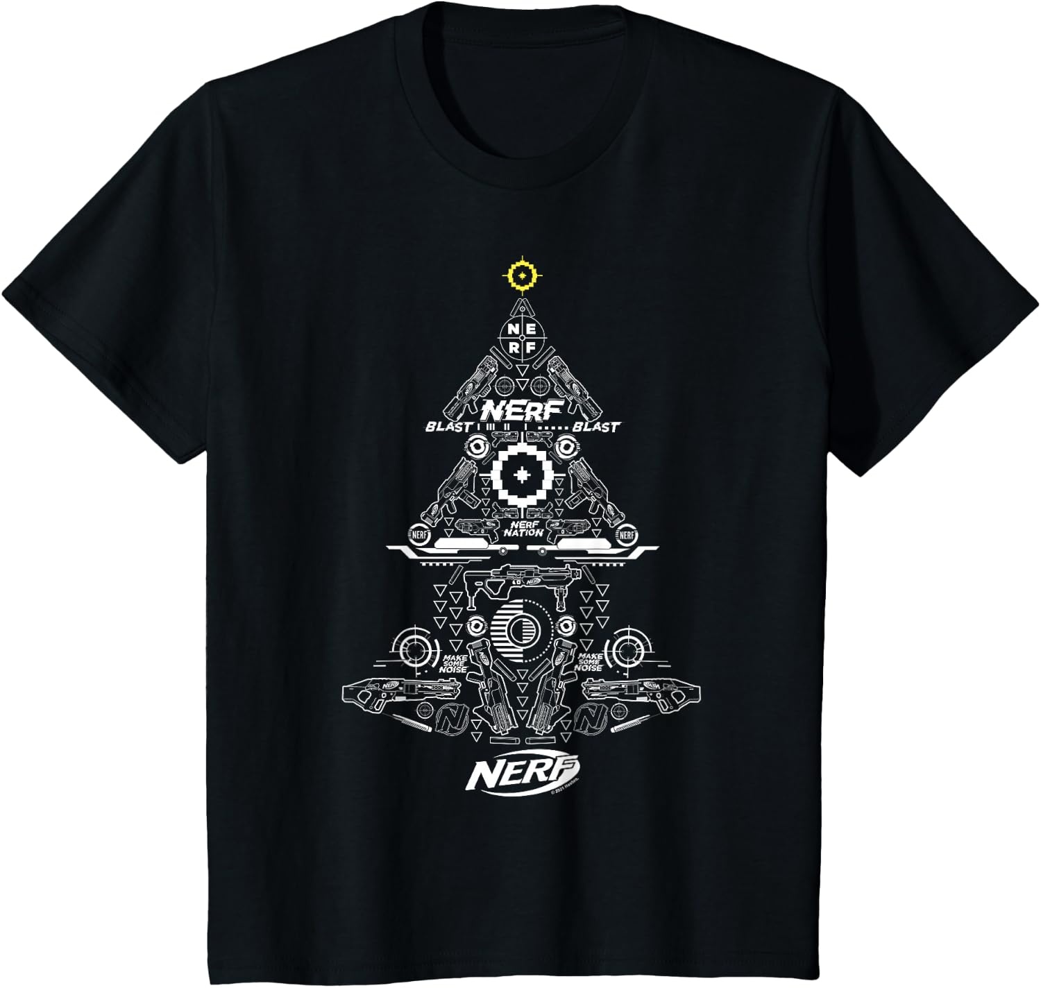 image:imageNerf UnisexAdults Kids TShirt Christmas Tree Icon Collage Black Small Classic Fit Short Sleeve Crew Neck TShirtBlack
